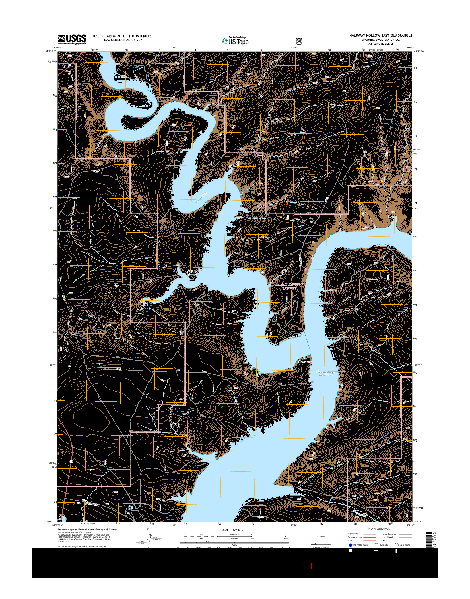 USGS US TOPO 7.5-MINUTE MAP FOR HALFWAY HOLLOW EAST, WY 2015