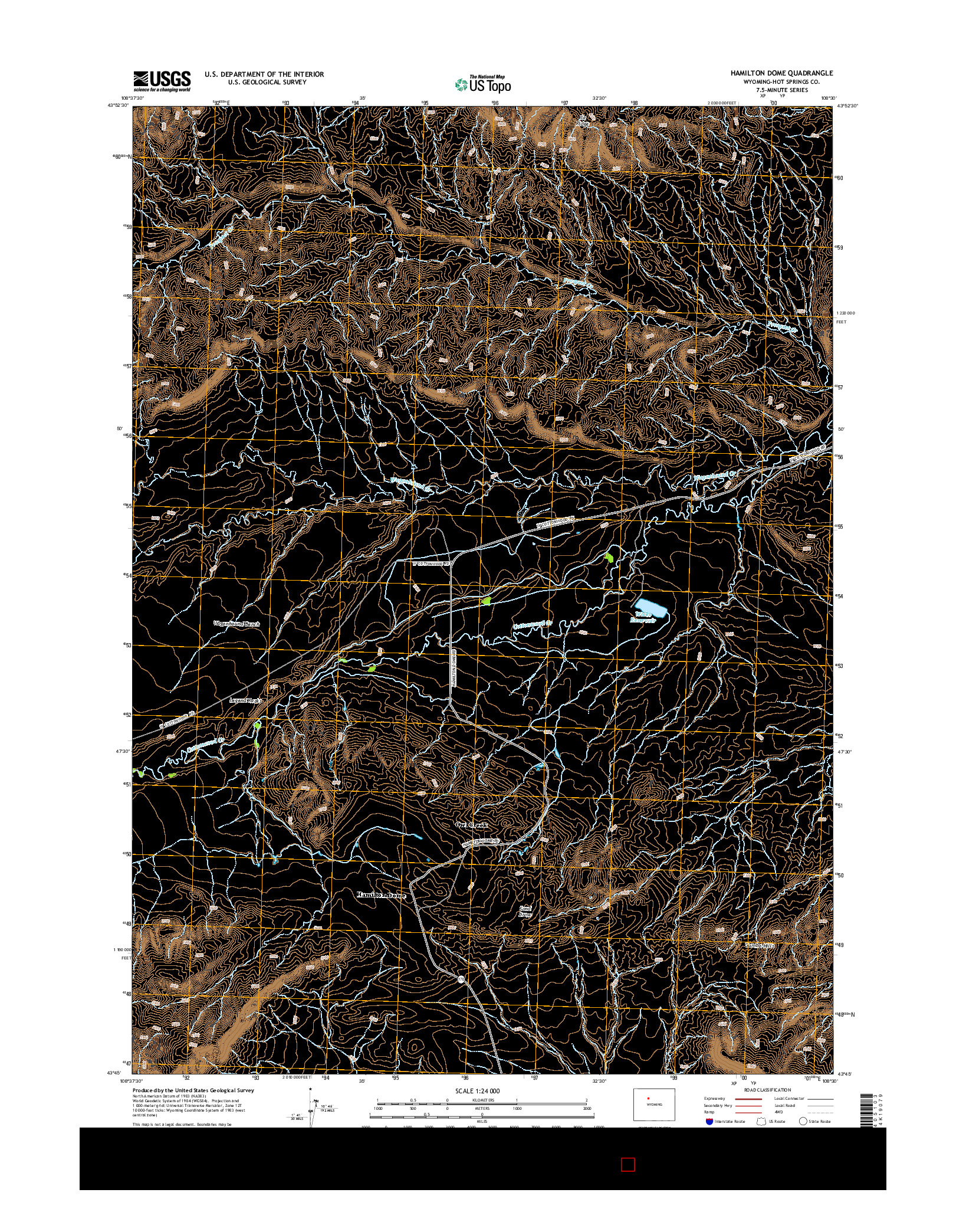 USGS US TOPO 7.5-MINUTE MAP FOR HAMILTON DOME, WY 2015