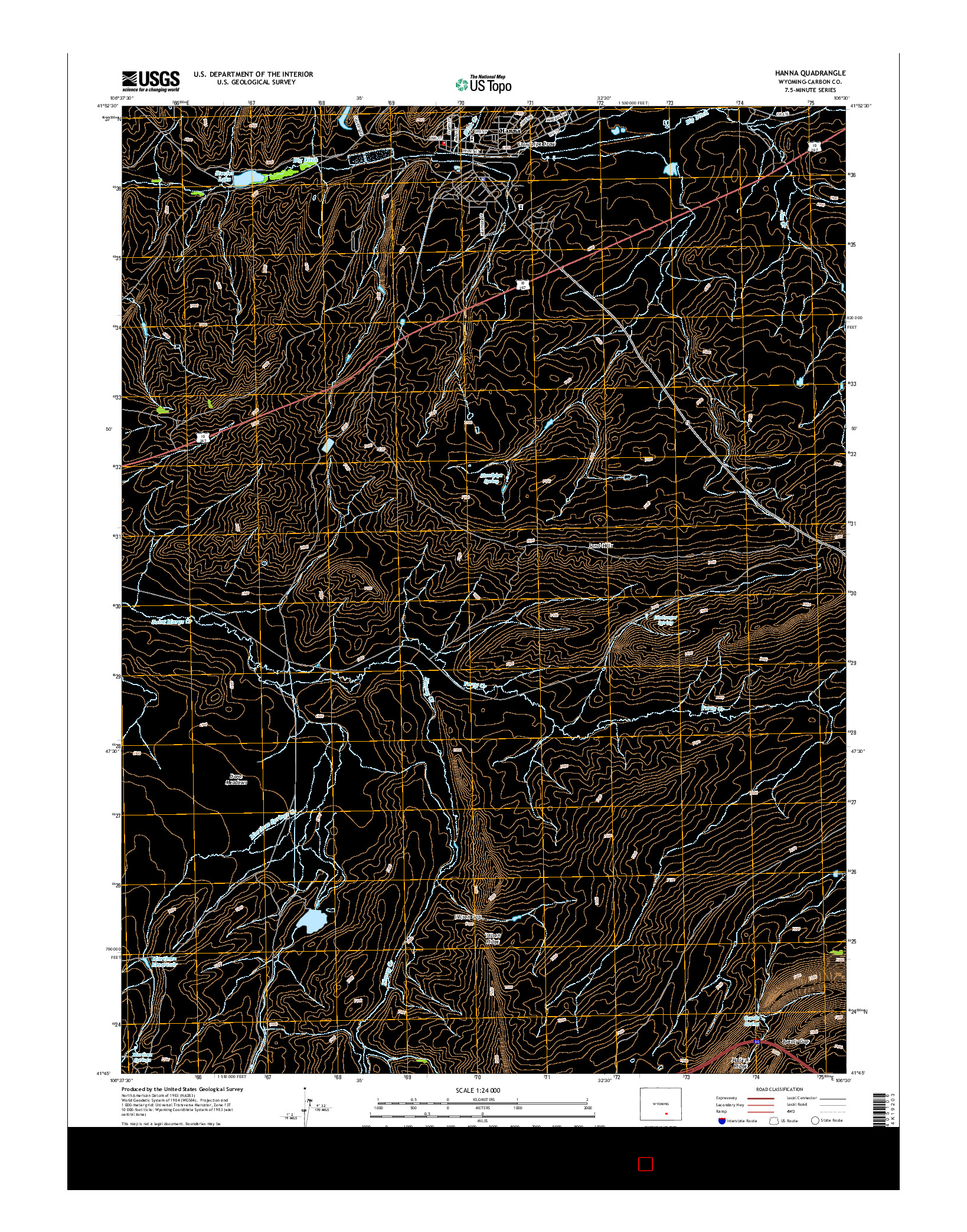 USGS US TOPO 7.5-MINUTE MAP FOR HANNA, WY 2015