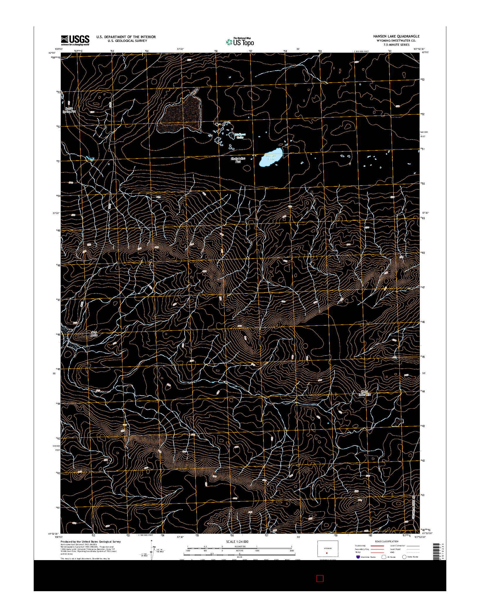 USGS US TOPO 7.5-MINUTE MAP FOR HANSEN LAKE, WY 2015