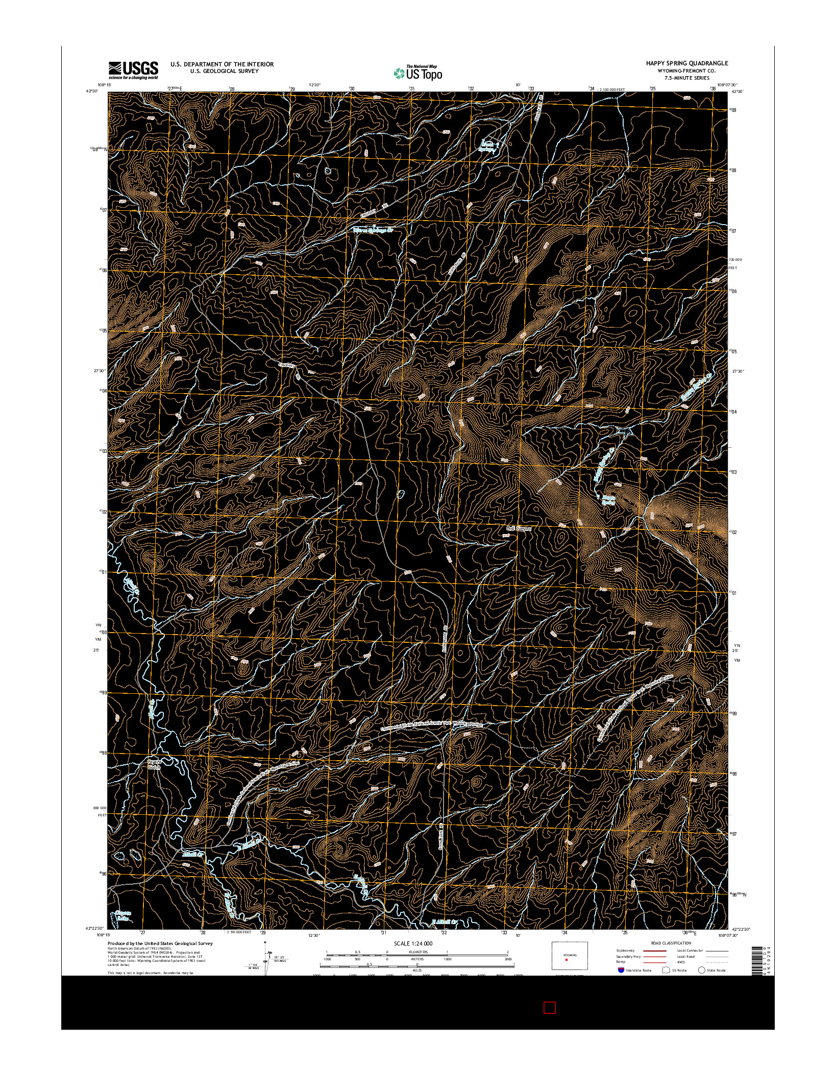 USGS US TOPO 7.5-MINUTE MAP FOR HAPPY SPRING, WY 2015