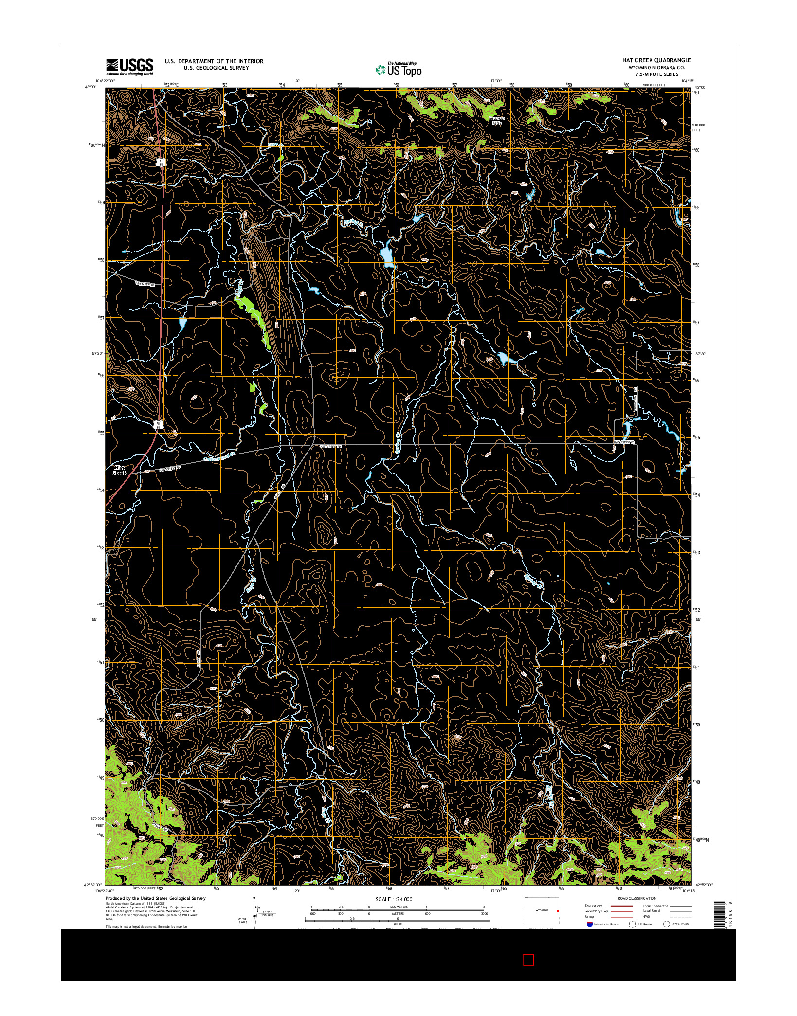 USGS US TOPO 7.5-MINUTE MAP FOR HAT CREEK, WY 2015