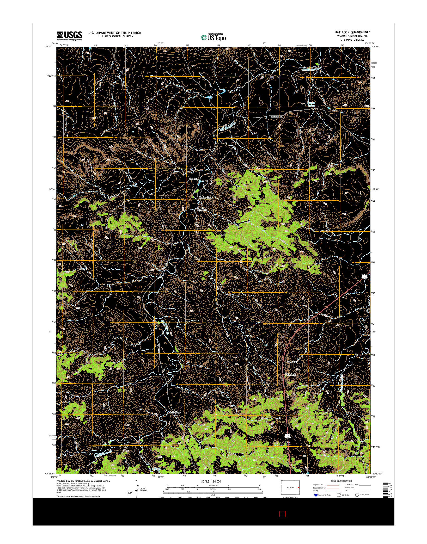 USGS US TOPO 7.5-MINUTE MAP FOR HAT ROCK, WY 2015