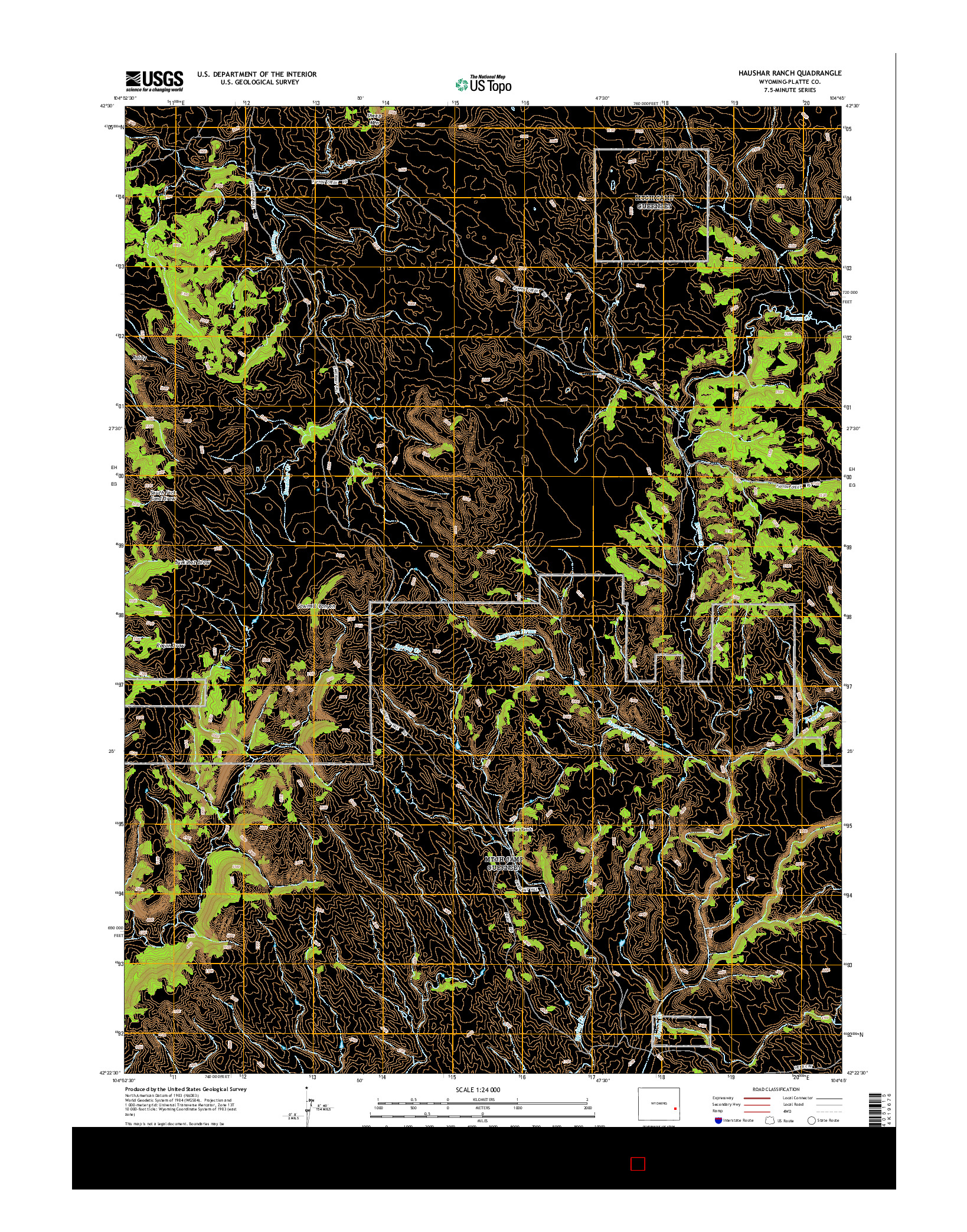 USGS US TOPO 7.5-MINUTE MAP FOR HAUSHAR RANCH, WY 2015