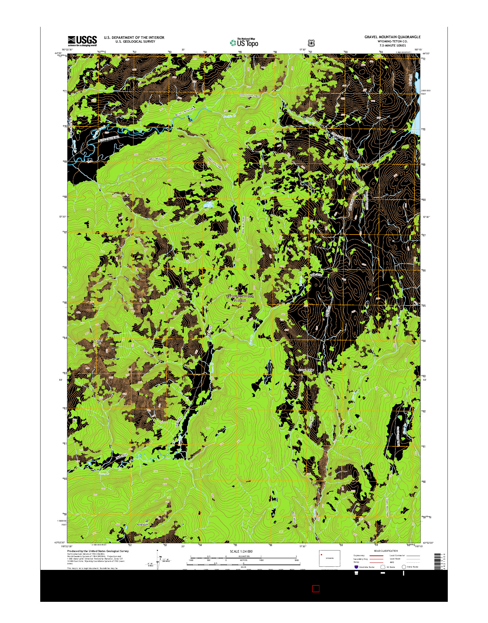 USGS US TOPO 7.5-MINUTE MAP FOR GRAVEL MOUNTAIN, WY 2015