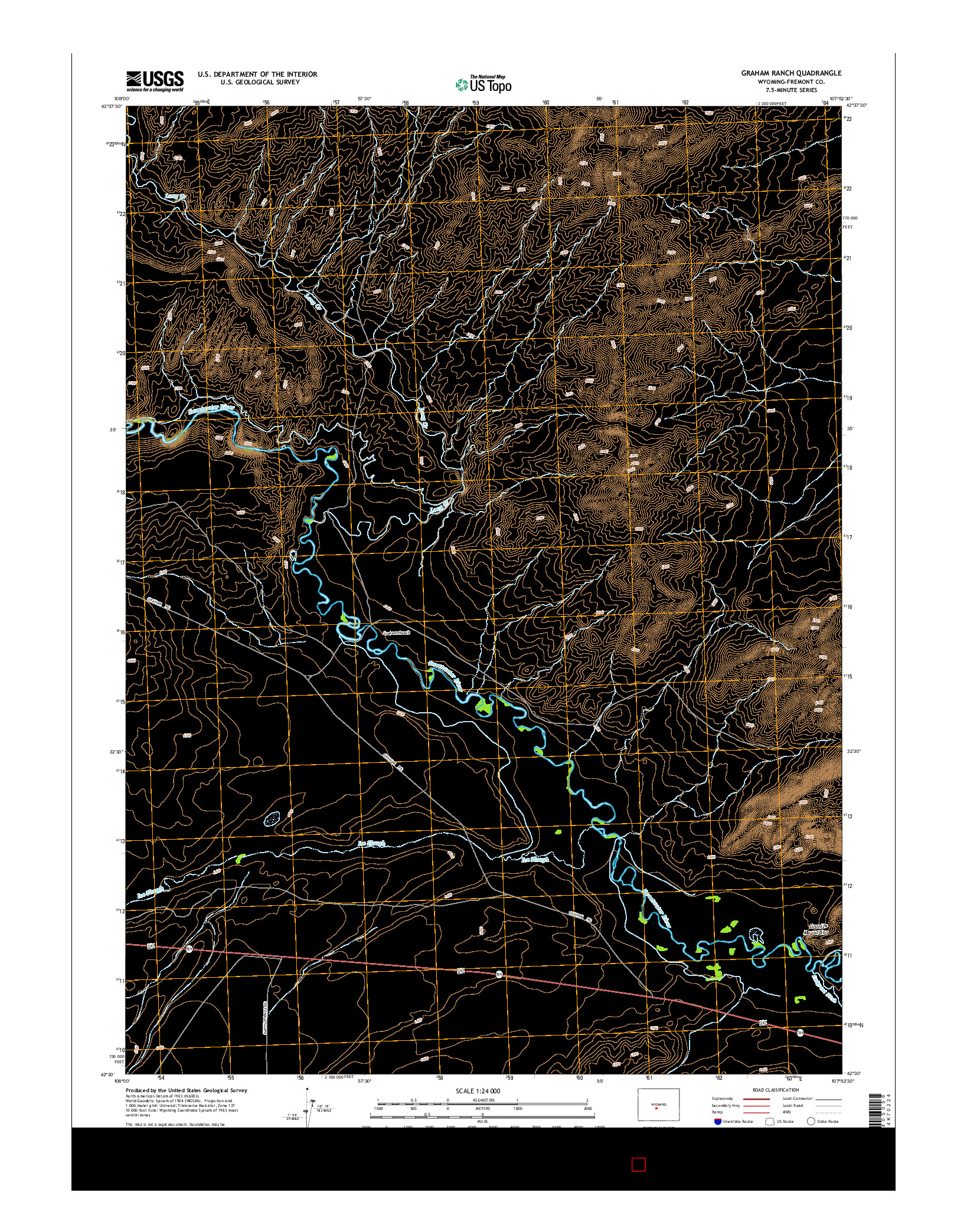 USGS US TOPO 7.5-MINUTE MAP FOR GRAHAM RANCH, WY 2015