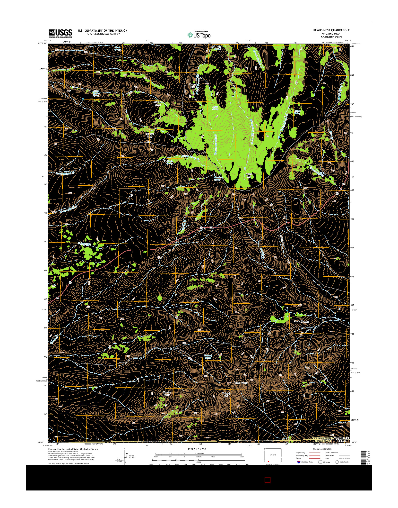 USGS US TOPO 7.5-MINUTE MAP FOR HAWKS NEST, WY-UT 2015