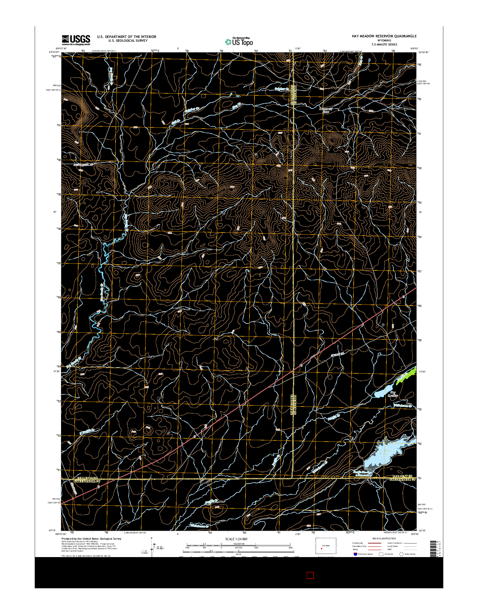 USGS US TOPO 7.5-MINUTE MAP FOR HAY MEADOW RESERVOIR, WY 2015