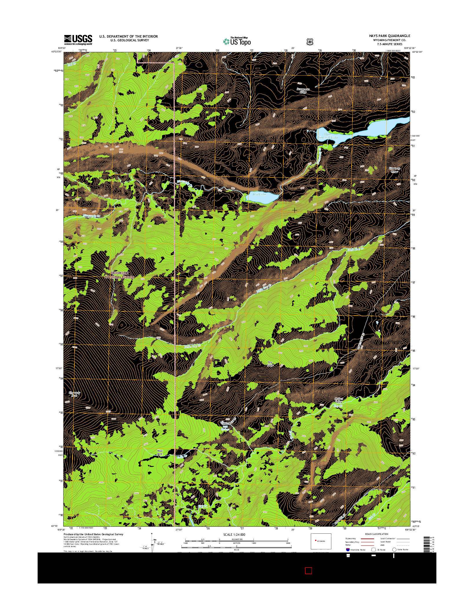USGS US TOPO 7.5-MINUTE MAP FOR HAYS PARK, WY 2015