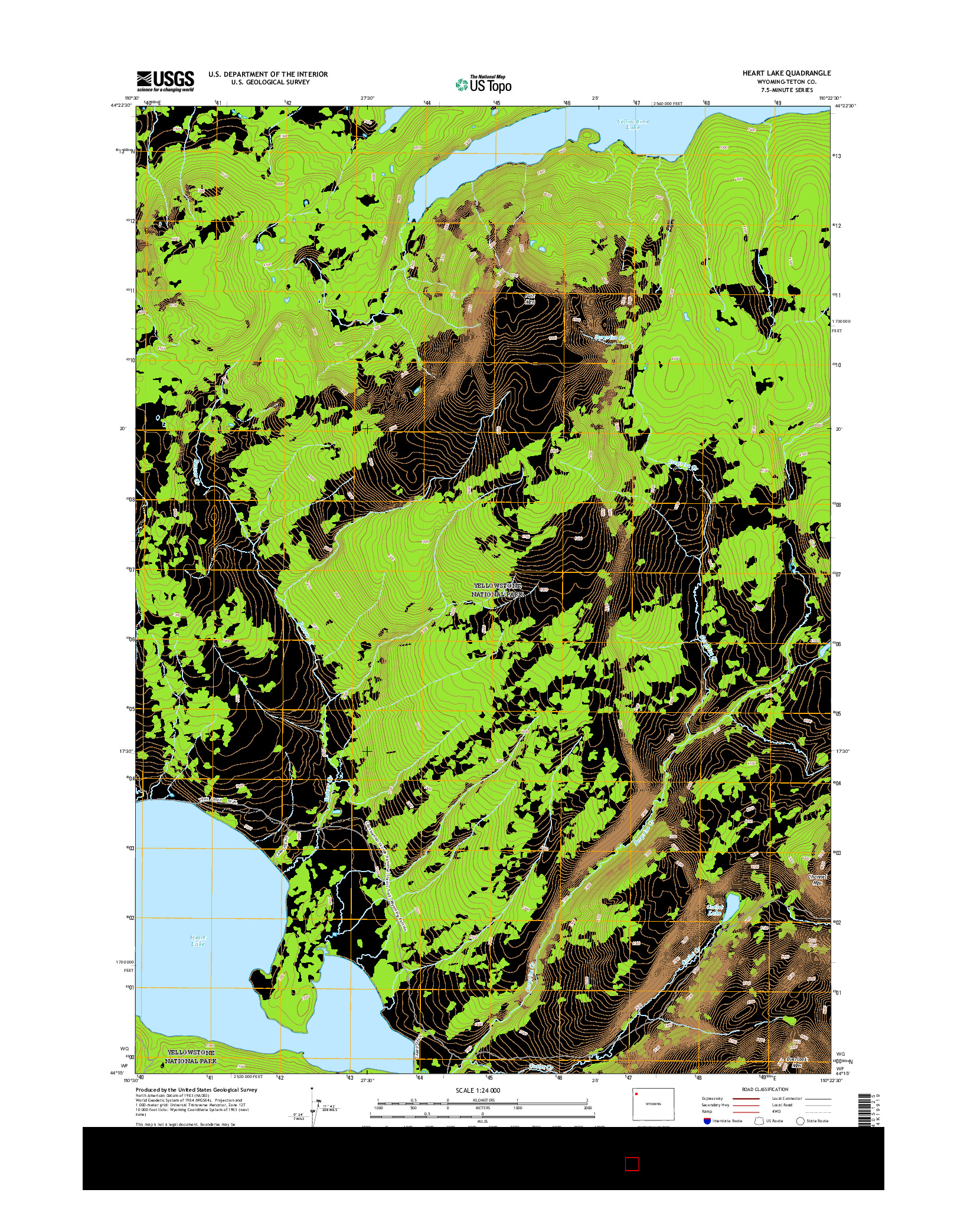 USGS US TOPO 7.5-MINUTE MAP FOR HEART LAKE, WY 2015