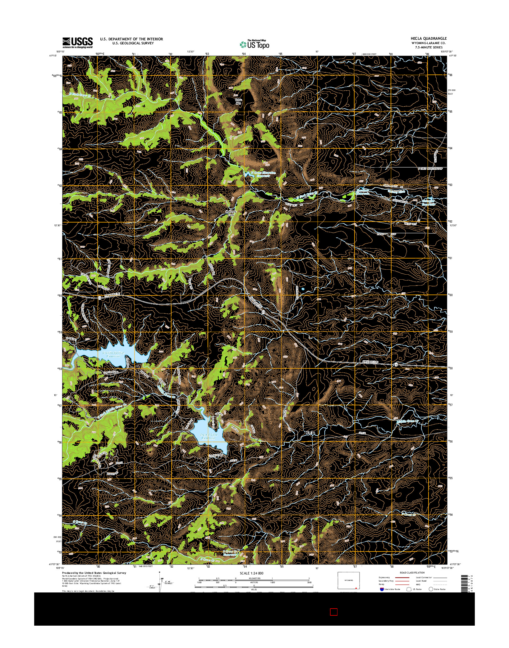 USGS US TOPO 7.5-MINUTE MAP FOR HECLA, WY 2015