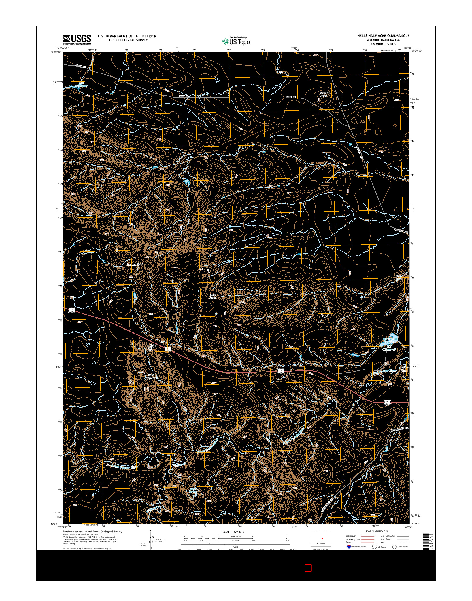 USGS US TOPO 7.5-MINUTE MAP FOR HELLS HALF ACRE, WY 2015