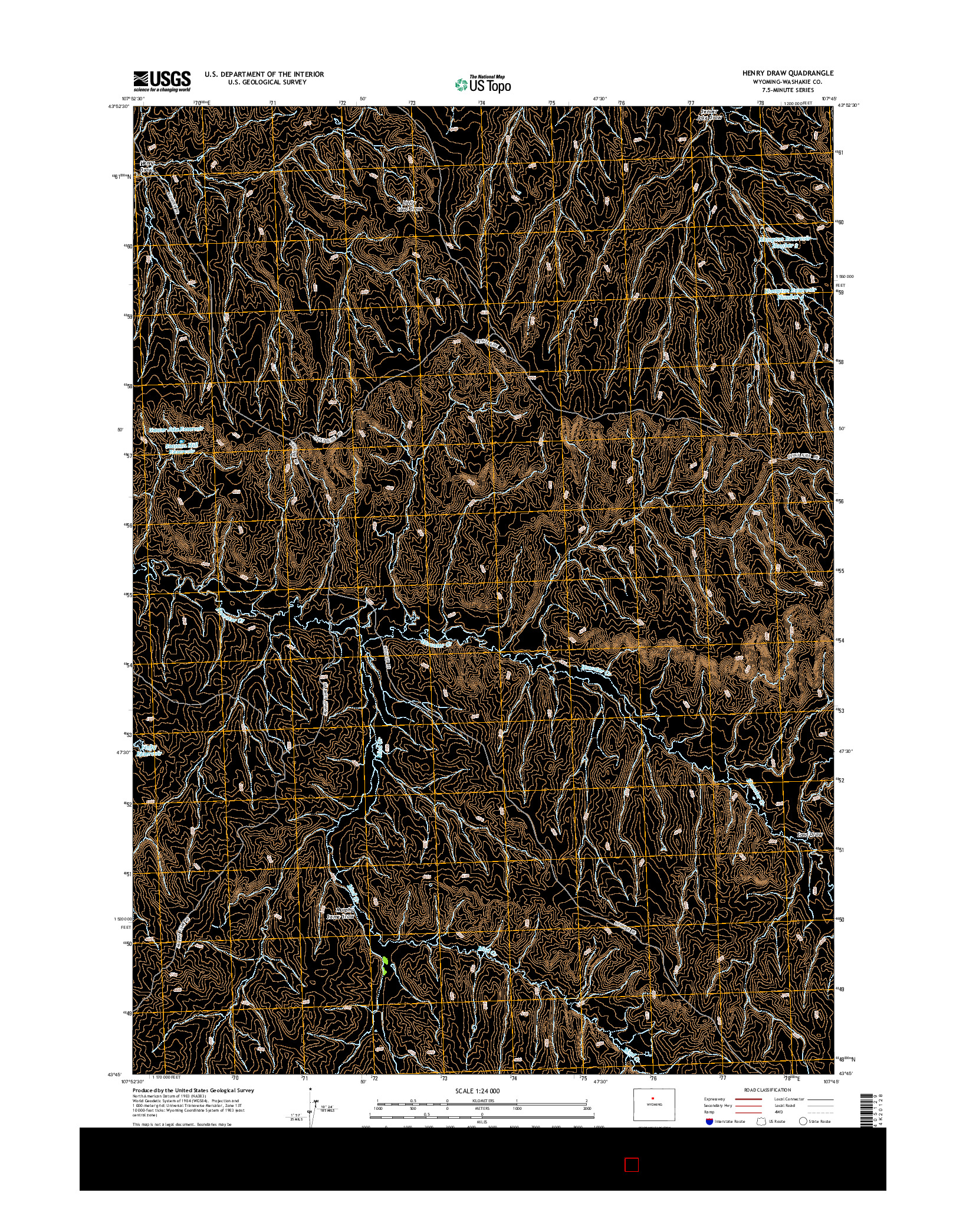 USGS US TOPO 7.5-MINUTE MAP FOR HENRY DRAW, WY 2015