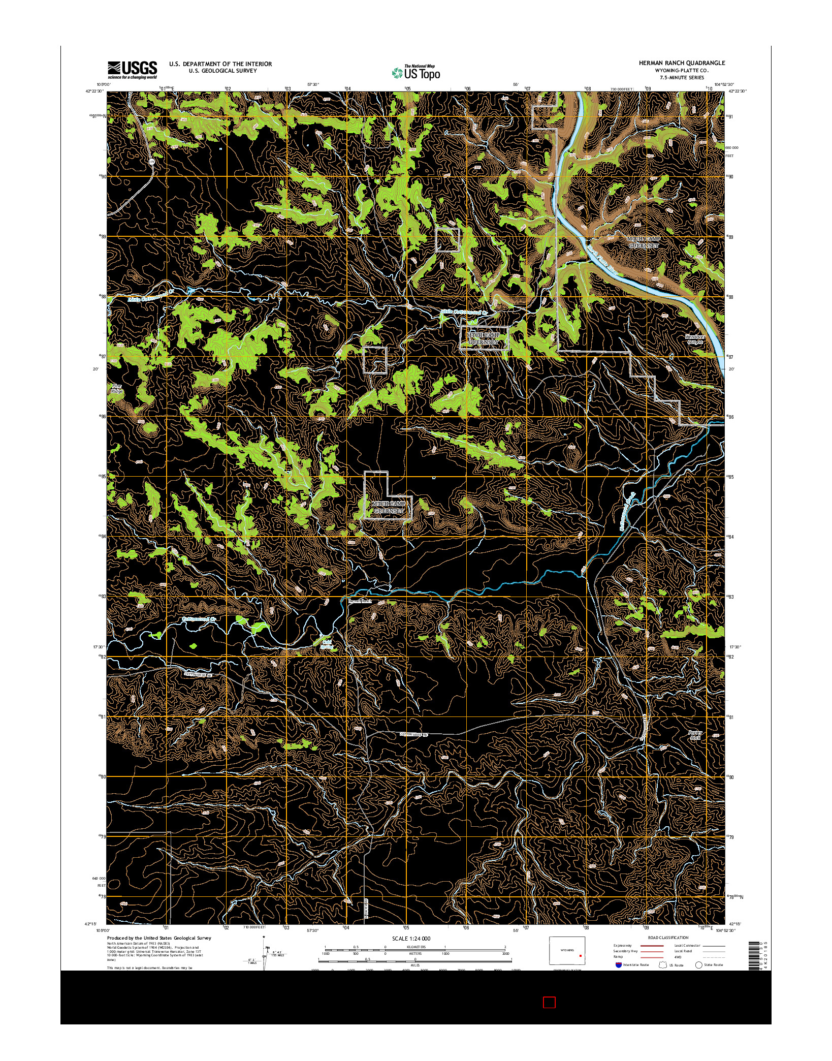USGS US TOPO 7.5-MINUTE MAP FOR HERMAN RANCH, WY 2015