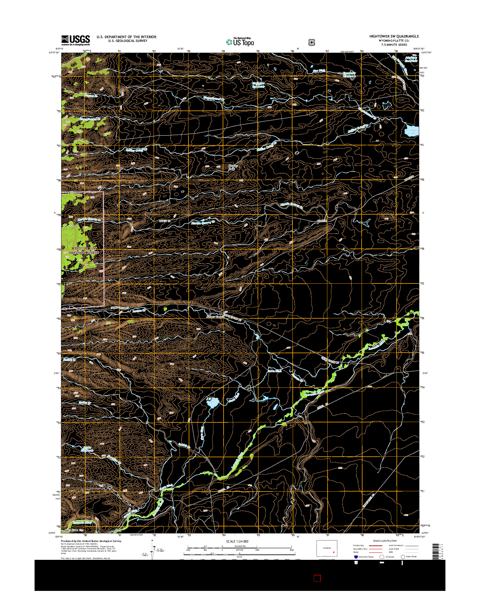 USGS US TOPO 7.5-MINUTE MAP FOR HIGHTOWER SW, WY 2015