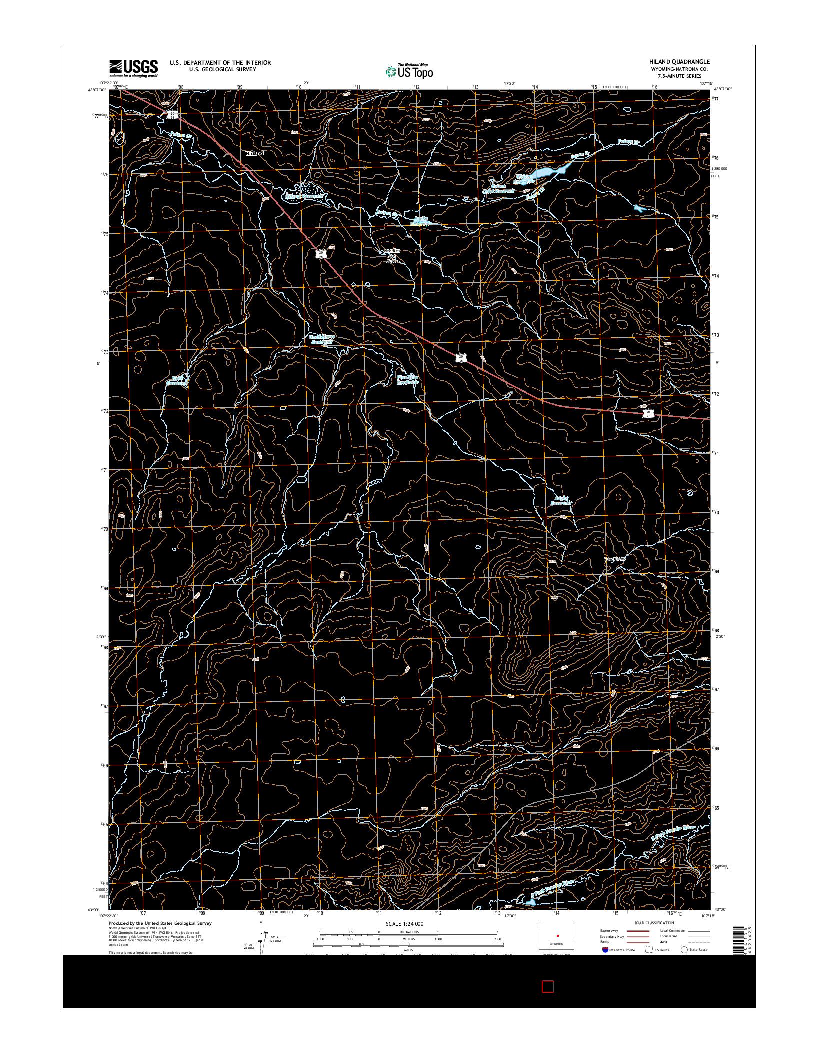 USGS US TOPO 7.5-MINUTE MAP FOR HILAND, WY 2015