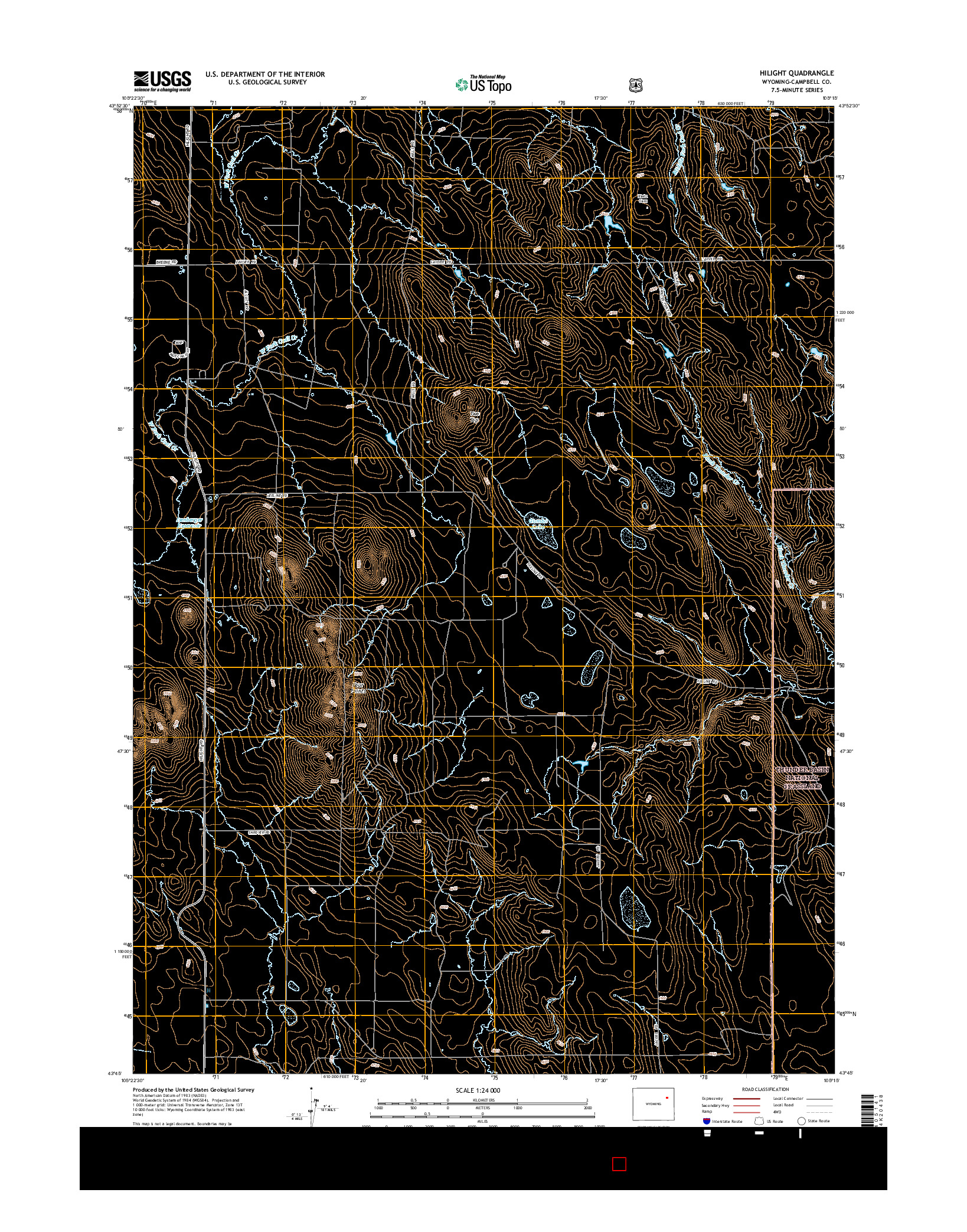 USGS US TOPO 7.5-MINUTE MAP FOR HILIGHT, WY 2015