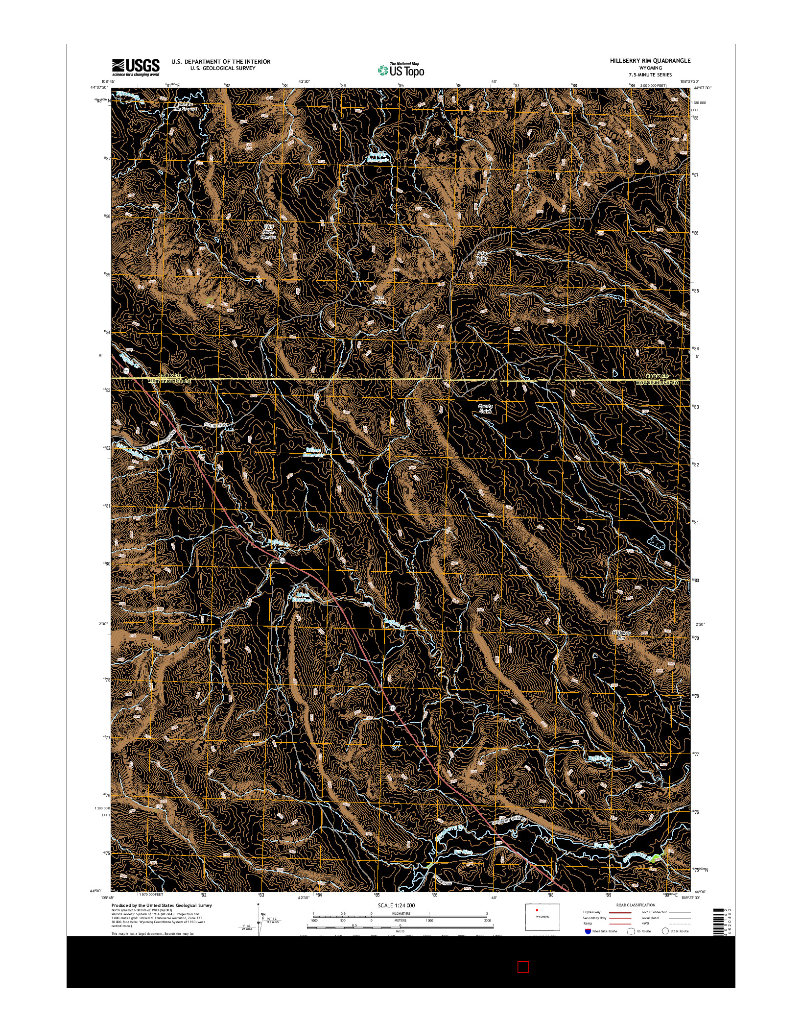 USGS US TOPO 7.5-MINUTE MAP FOR HILLBERRY RIM, WY 2015