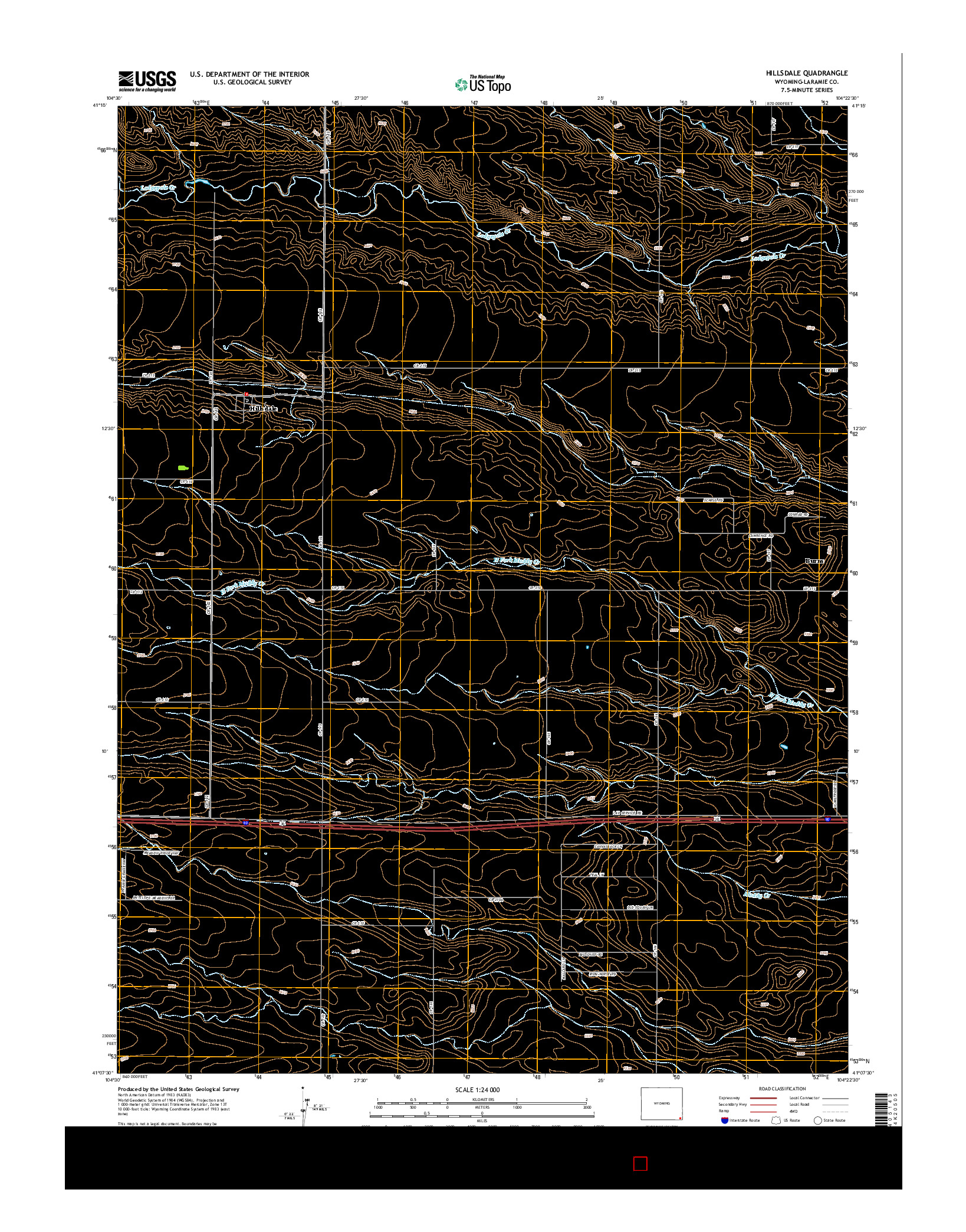 USGS US TOPO 7.5-MINUTE MAP FOR HILLSDALE, WY 2015