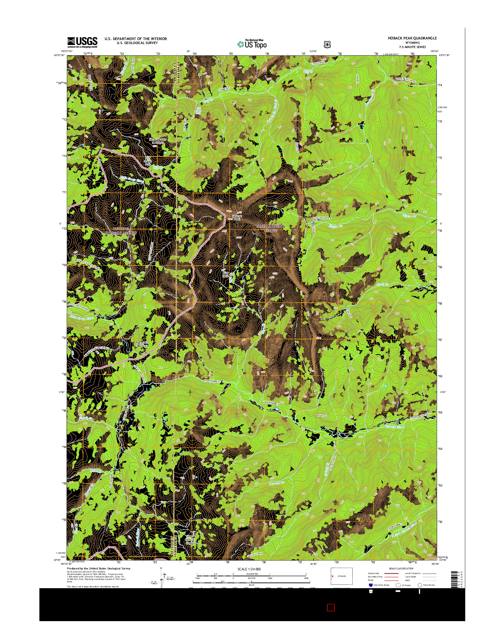 USGS US TOPO 7.5-MINUTE MAP FOR HOBACK PEAK, WY 2015