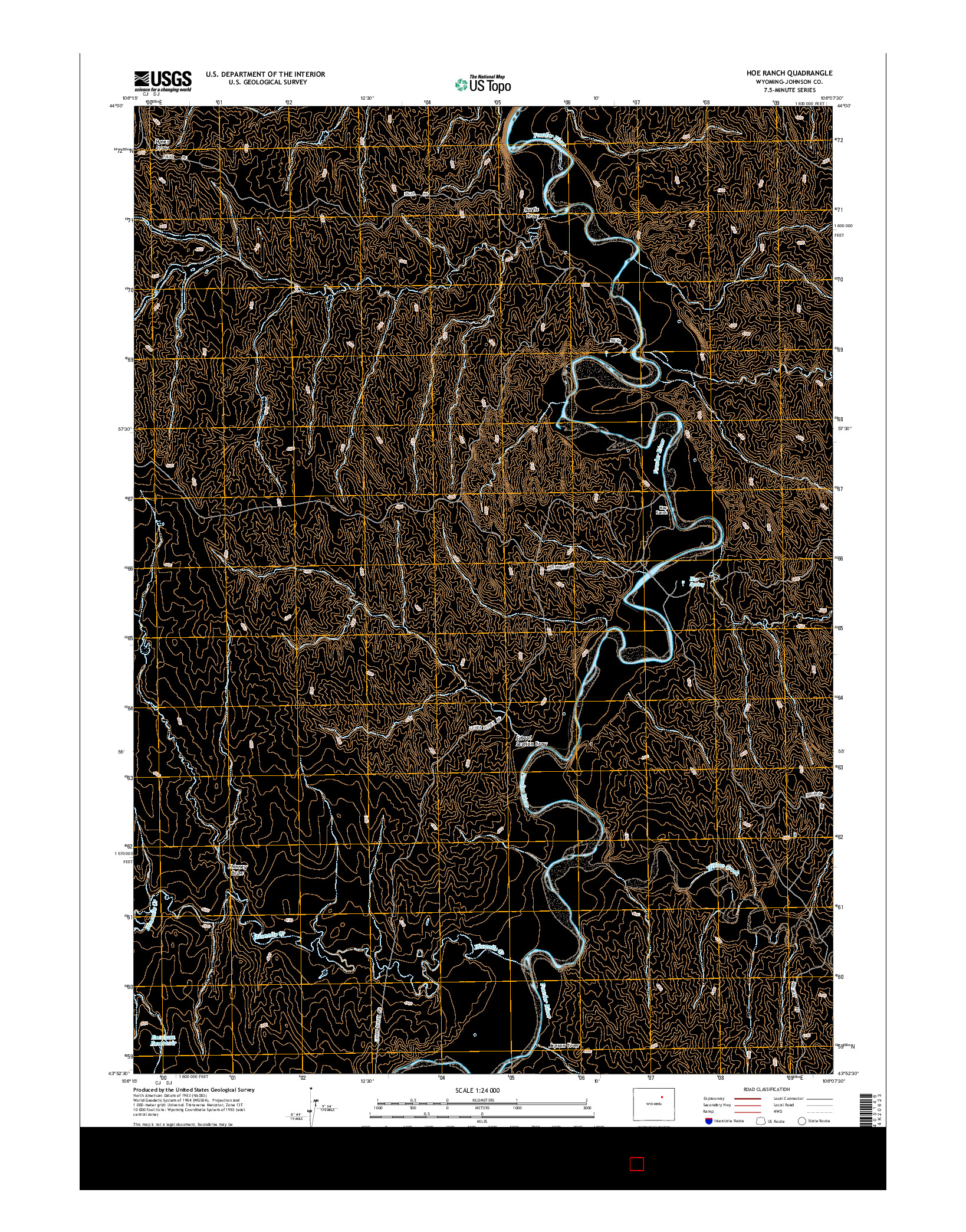 USGS US TOPO 7.5-MINUTE MAP FOR HOE RANCH, WY 2015