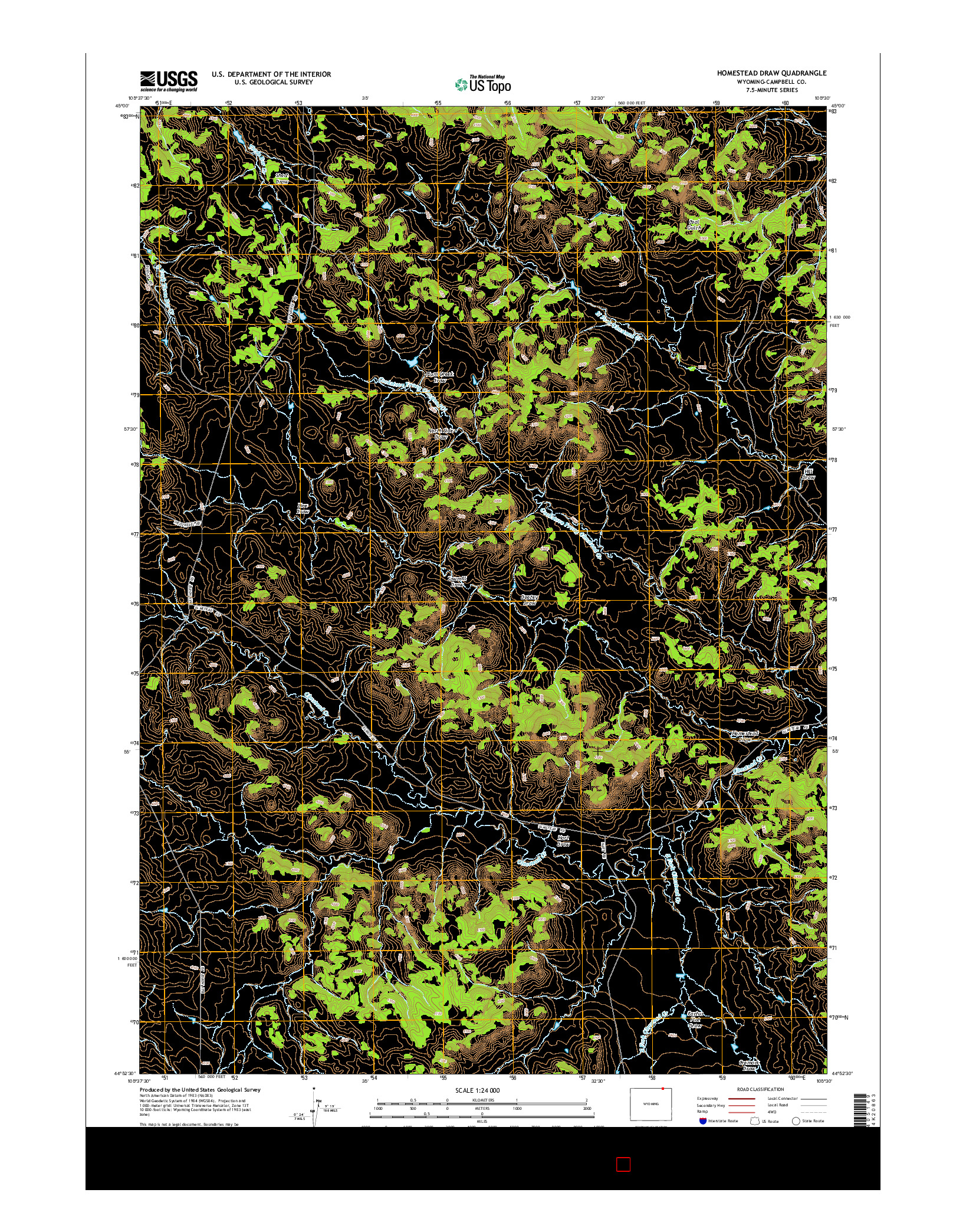 USGS US TOPO 7.5-MINUTE MAP FOR HOMESTEAD DRAW, WY 2015