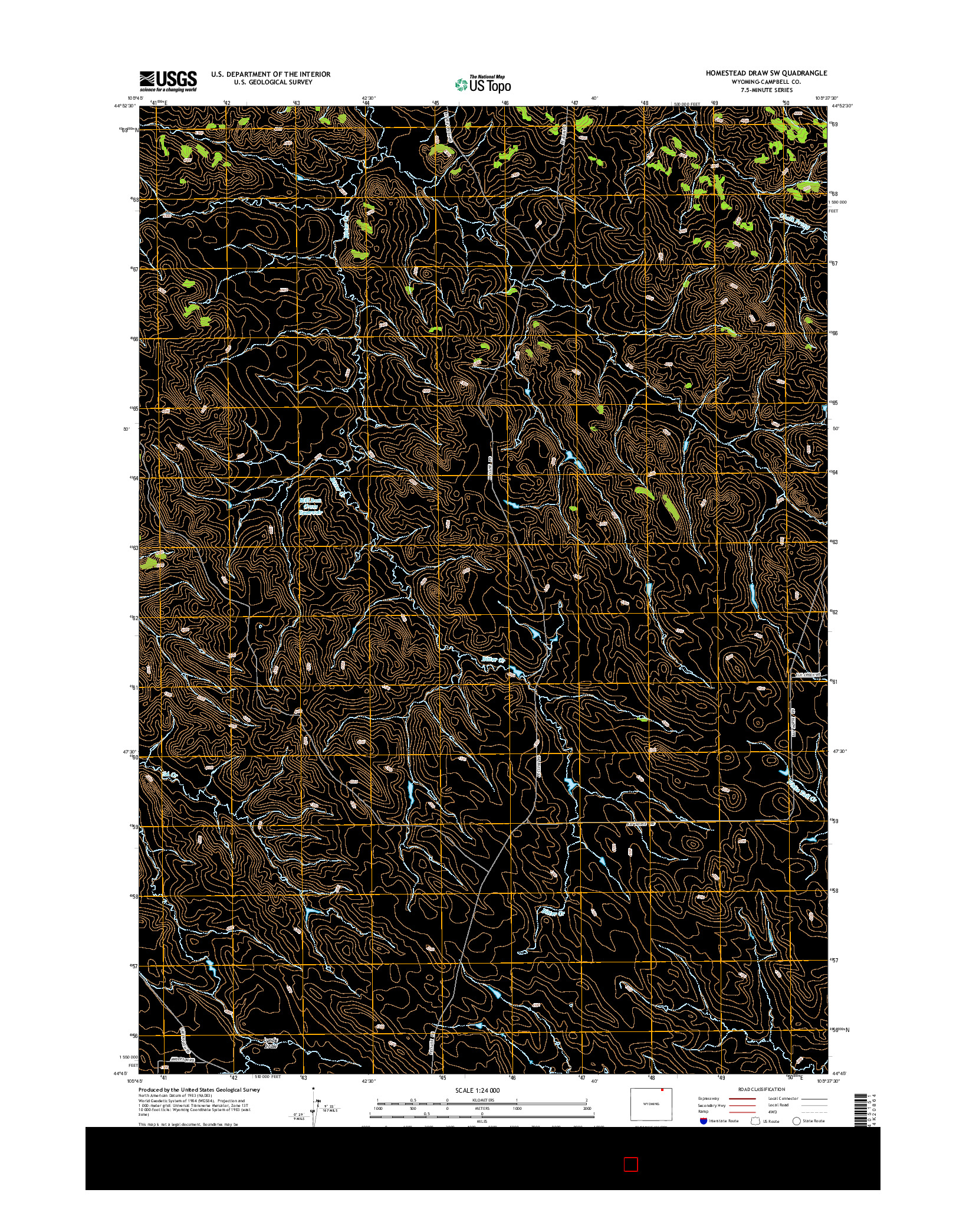 USGS US TOPO 7.5-MINUTE MAP FOR HOMESTEAD DRAW SW, WY 2015