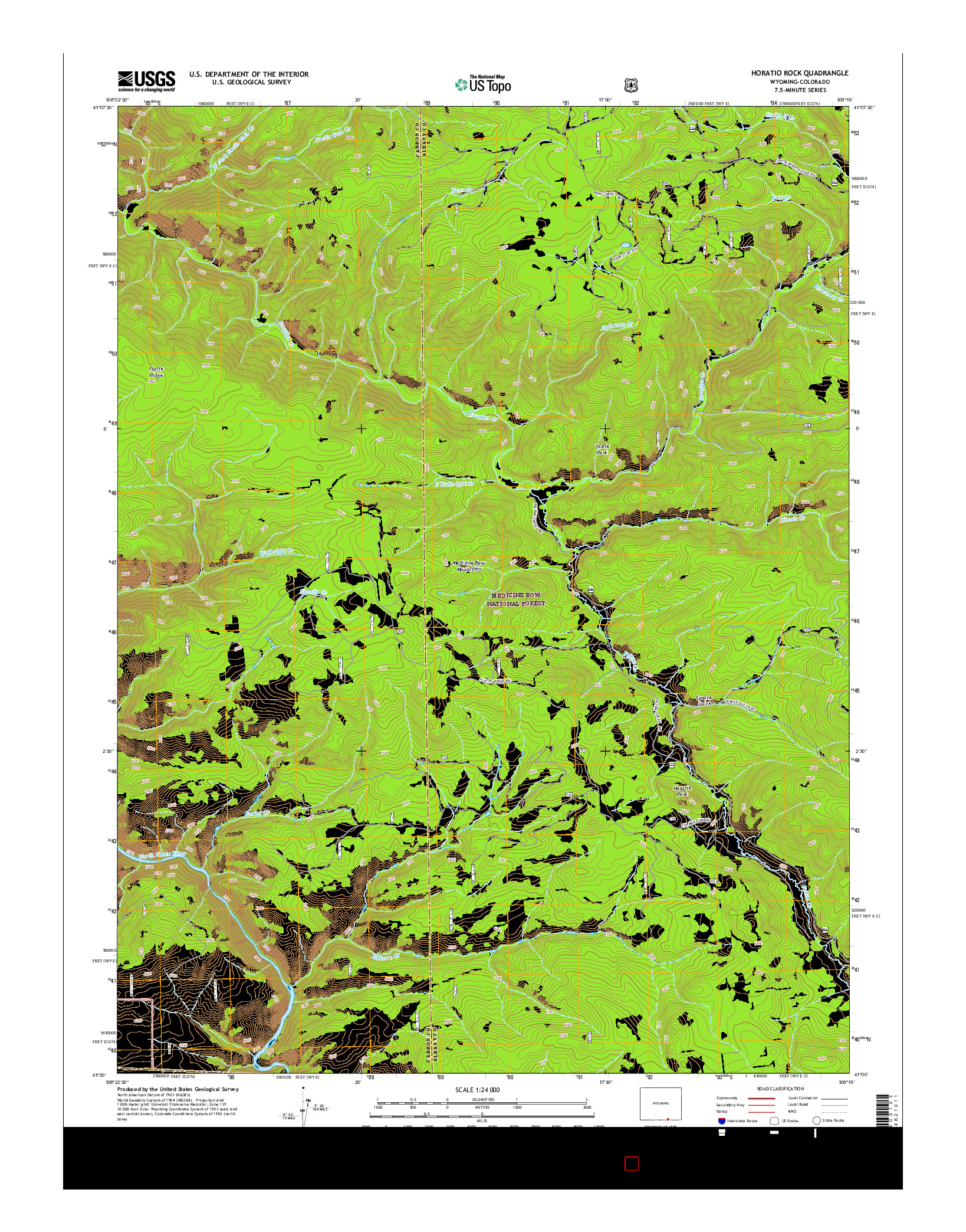 USGS US TOPO 7.5-MINUTE MAP FOR HORATIO ROCK, WY-CO 2015