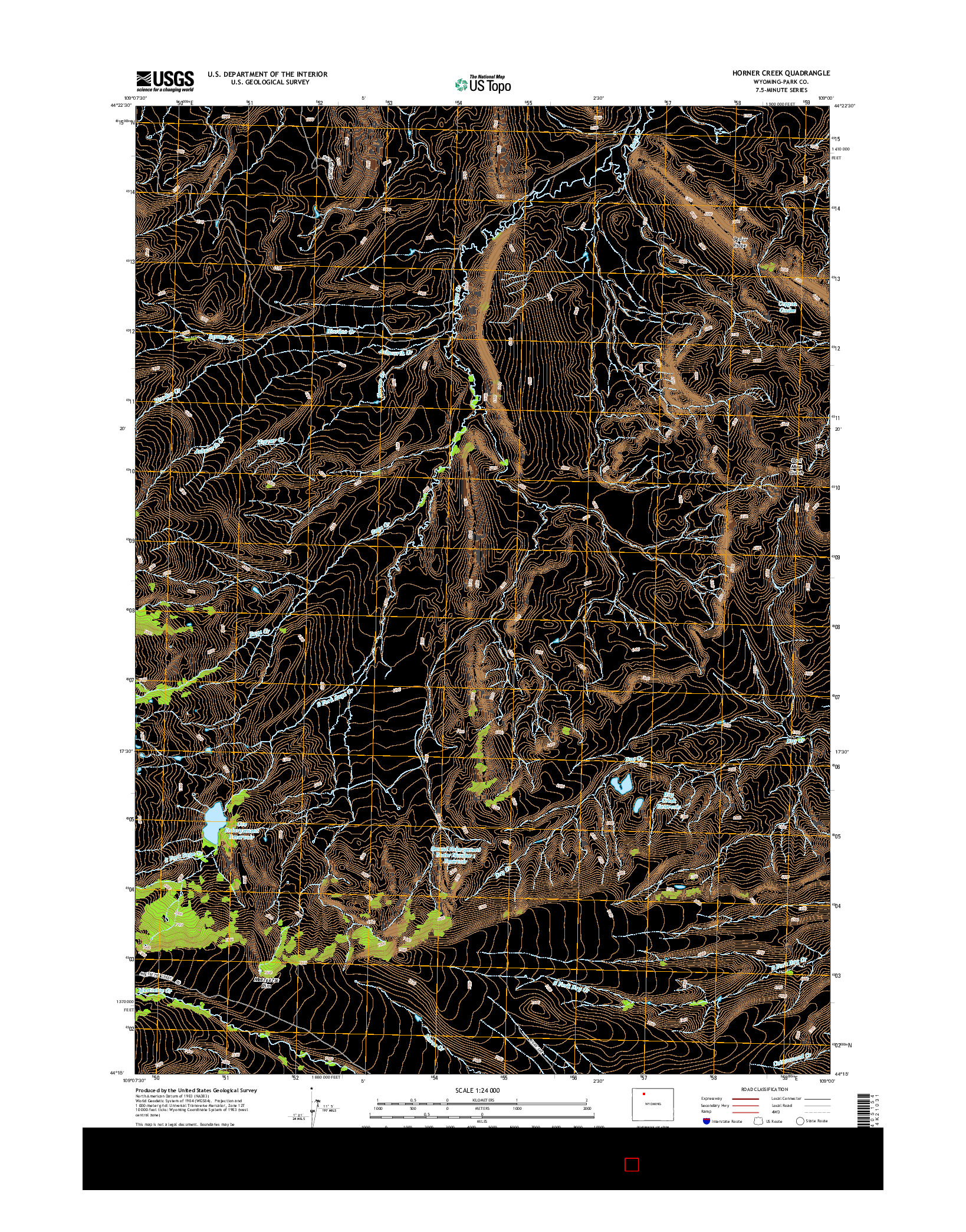 USGS US TOPO 7.5-MINUTE MAP FOR HORNER CREEK, WY 2015