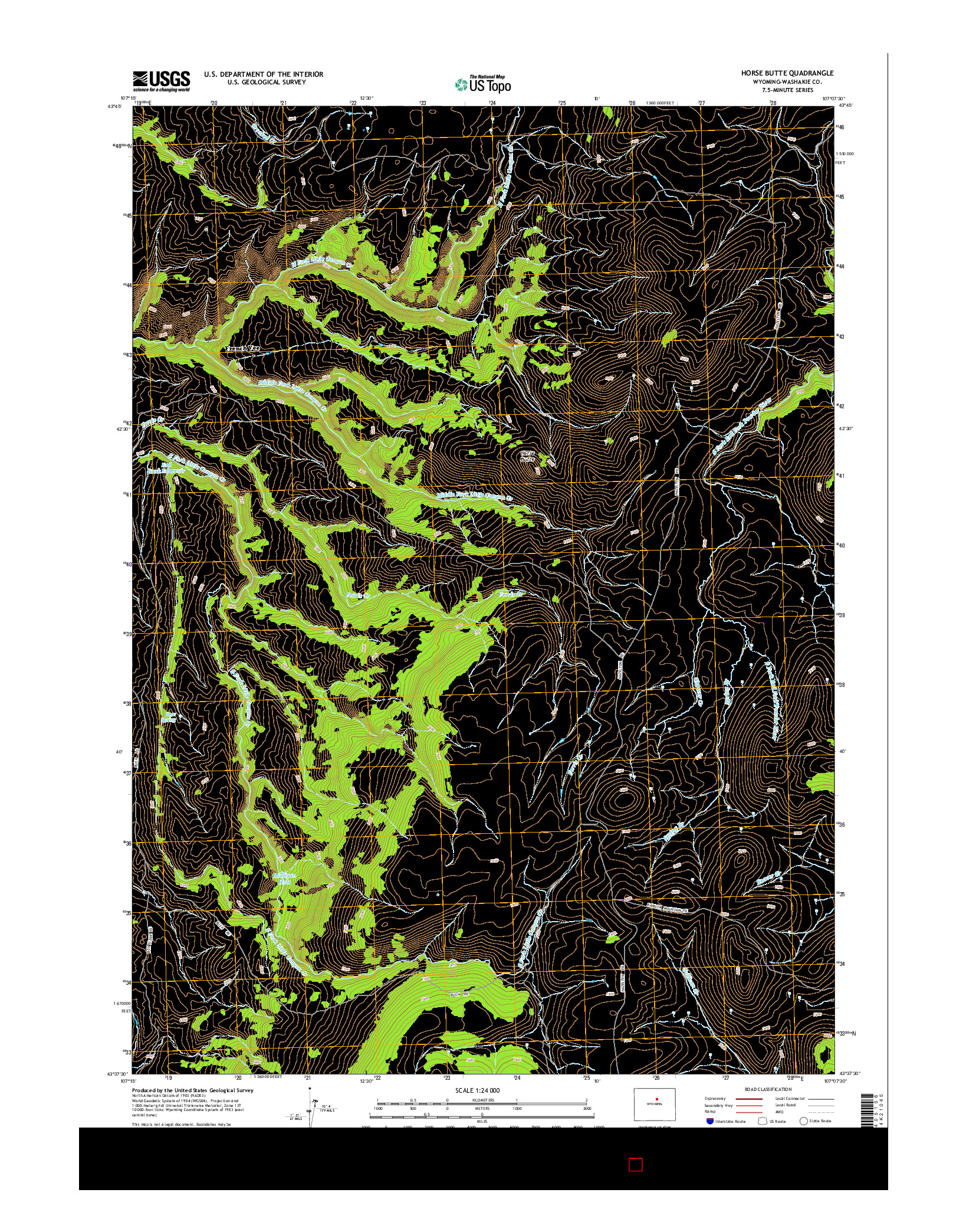 USGS US TOPO 7.5-MINUTE MAP FOR HORSE BUTTE, WY 2015