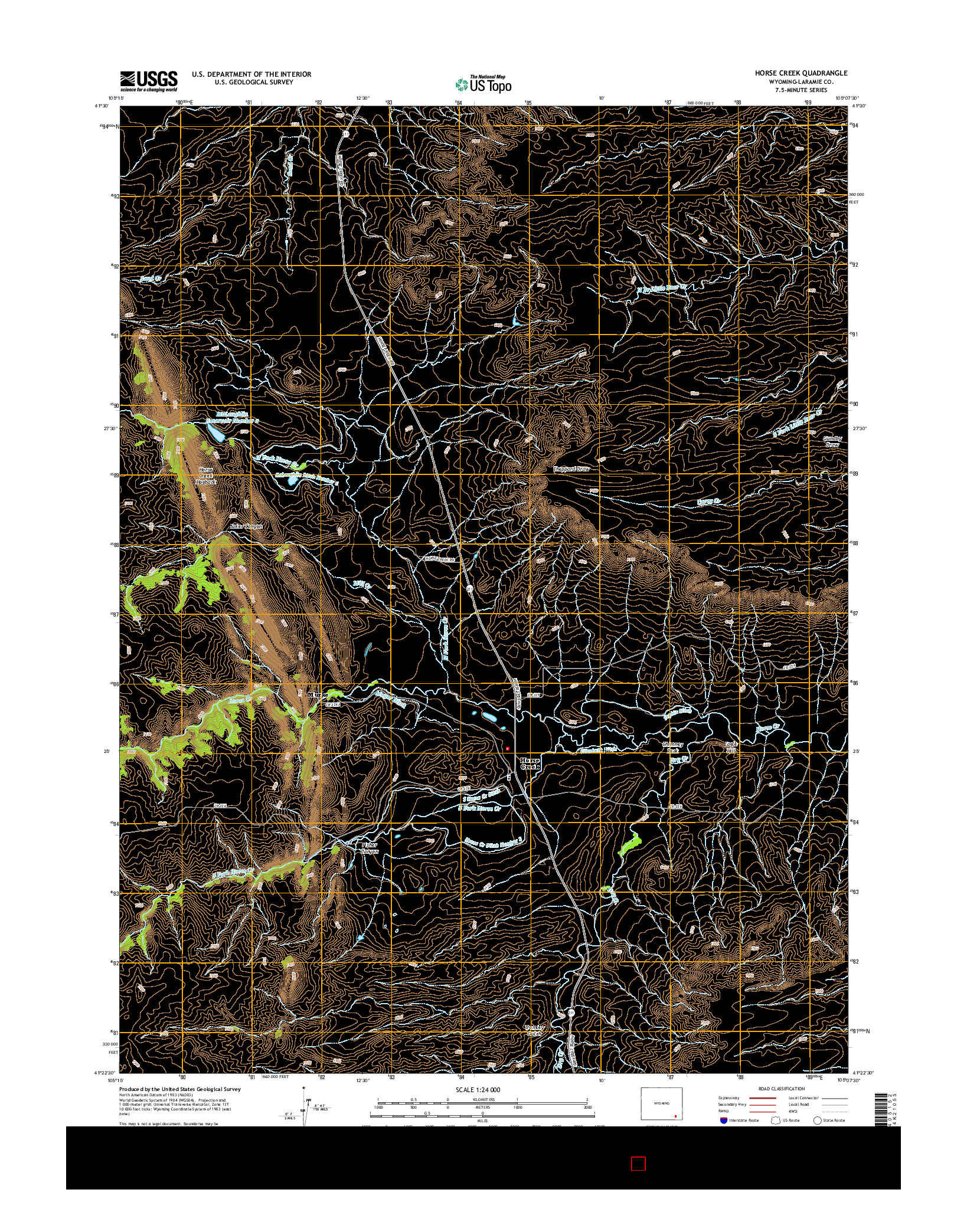 USGS US TOPO 7.5-MINUTE MAP FOR HORSE CREEK, WY 2015