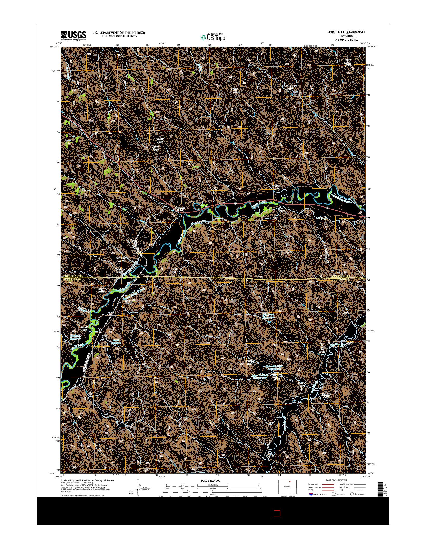 USGS US TOPO 7.5-MINUTE MAP FOR HORSE HILL, WY 2015