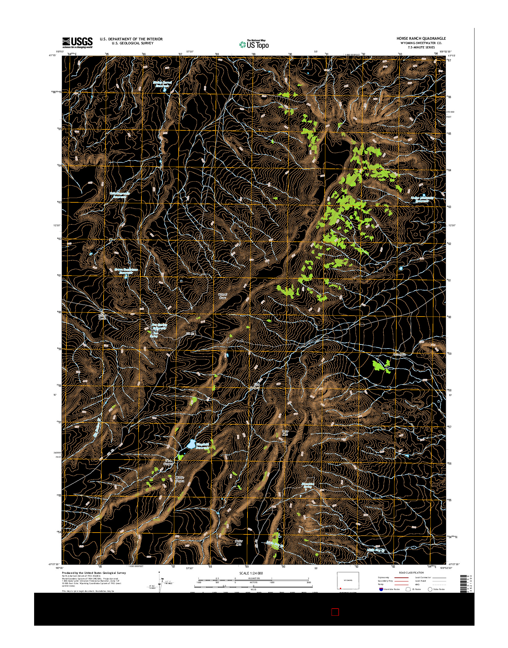 USGS US TOPO 7.5-MINUTE MAP FOR HORSE RANCH, WY 2015