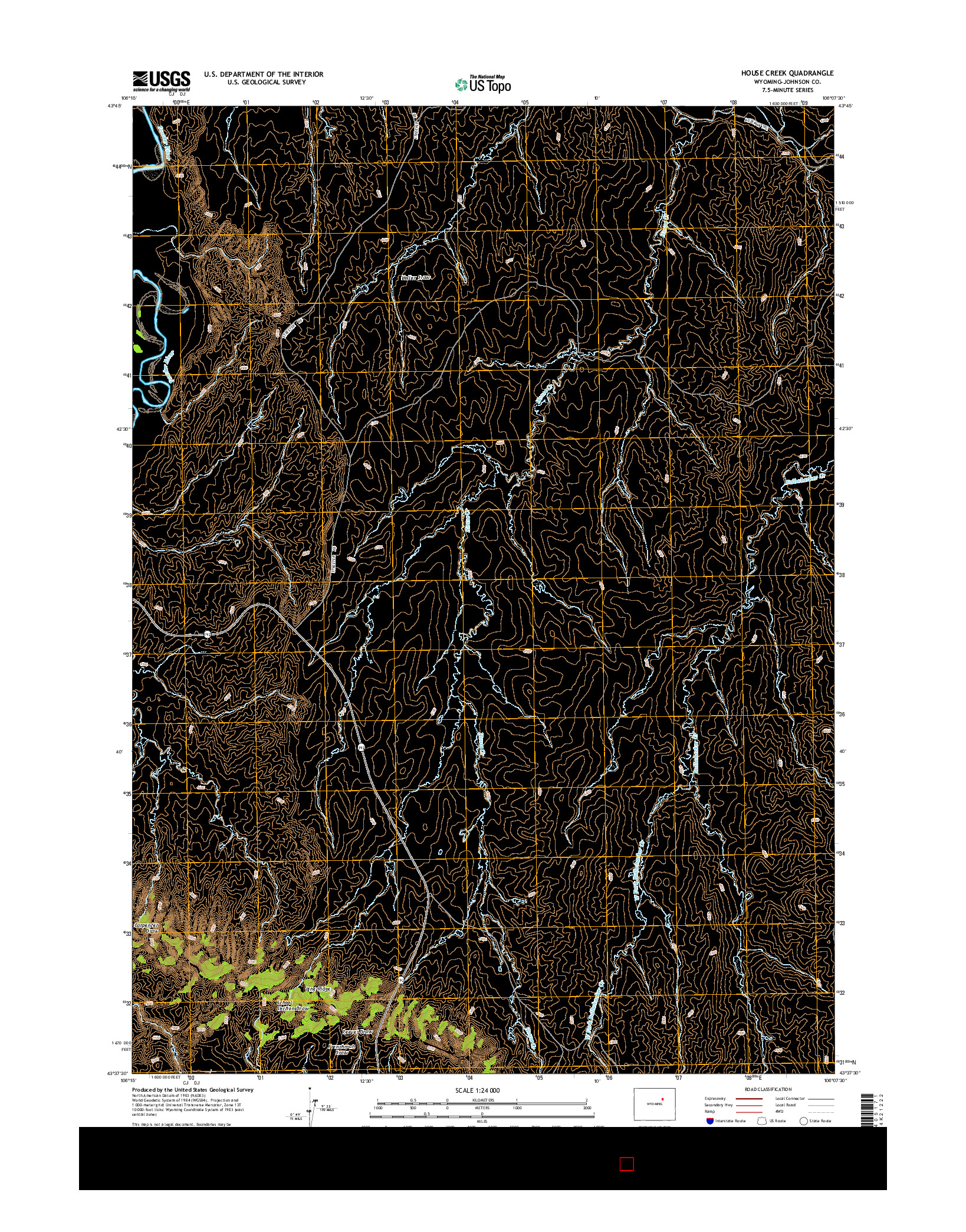 USGS US TOPO 7.5-MINUTE MAP FOR HOUSE CREEK, WY 2015