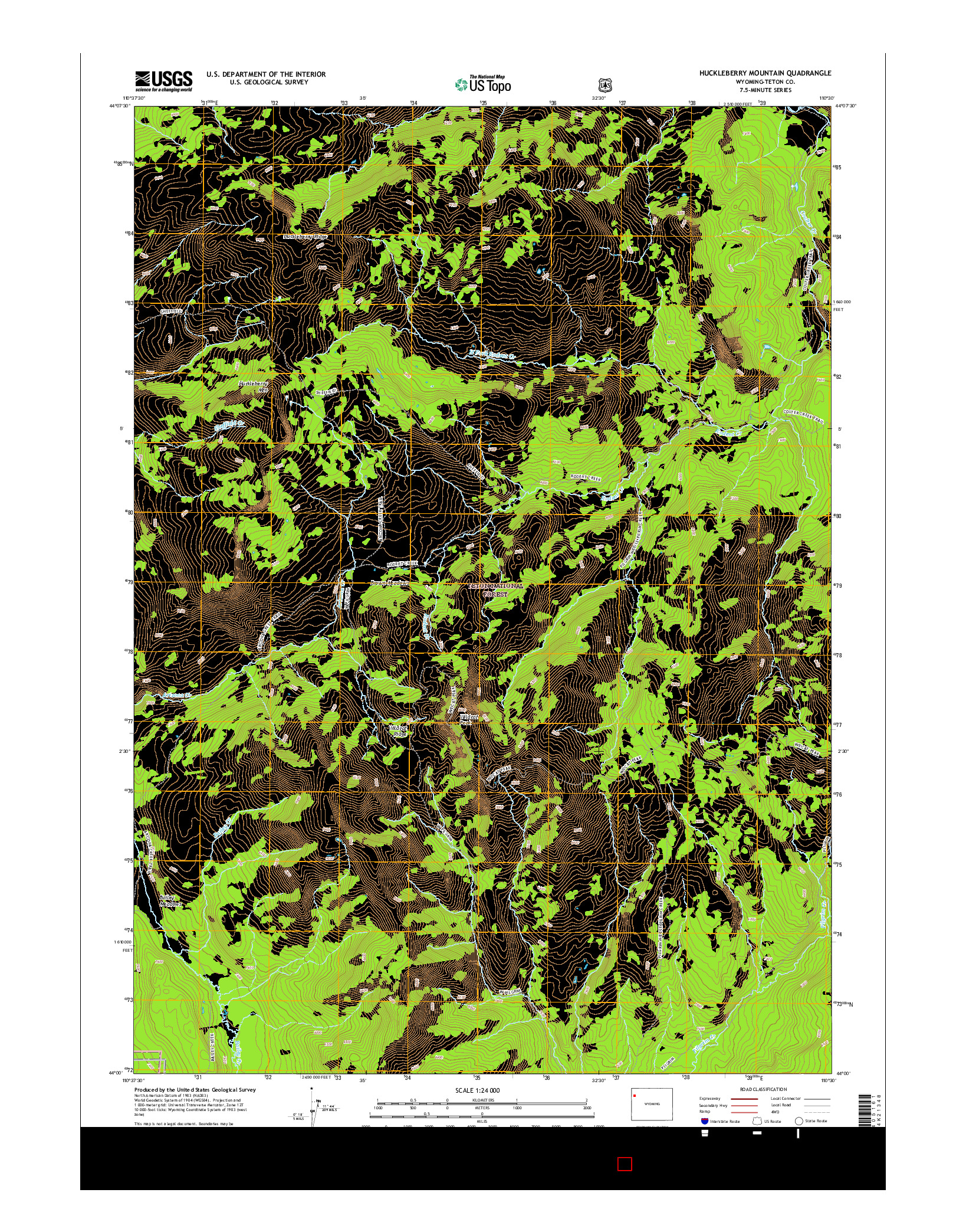 USGS US TOPO 7.5-MINUTE MAP FOR HUCKLEBERRY MOUNTAIN, WY 2015