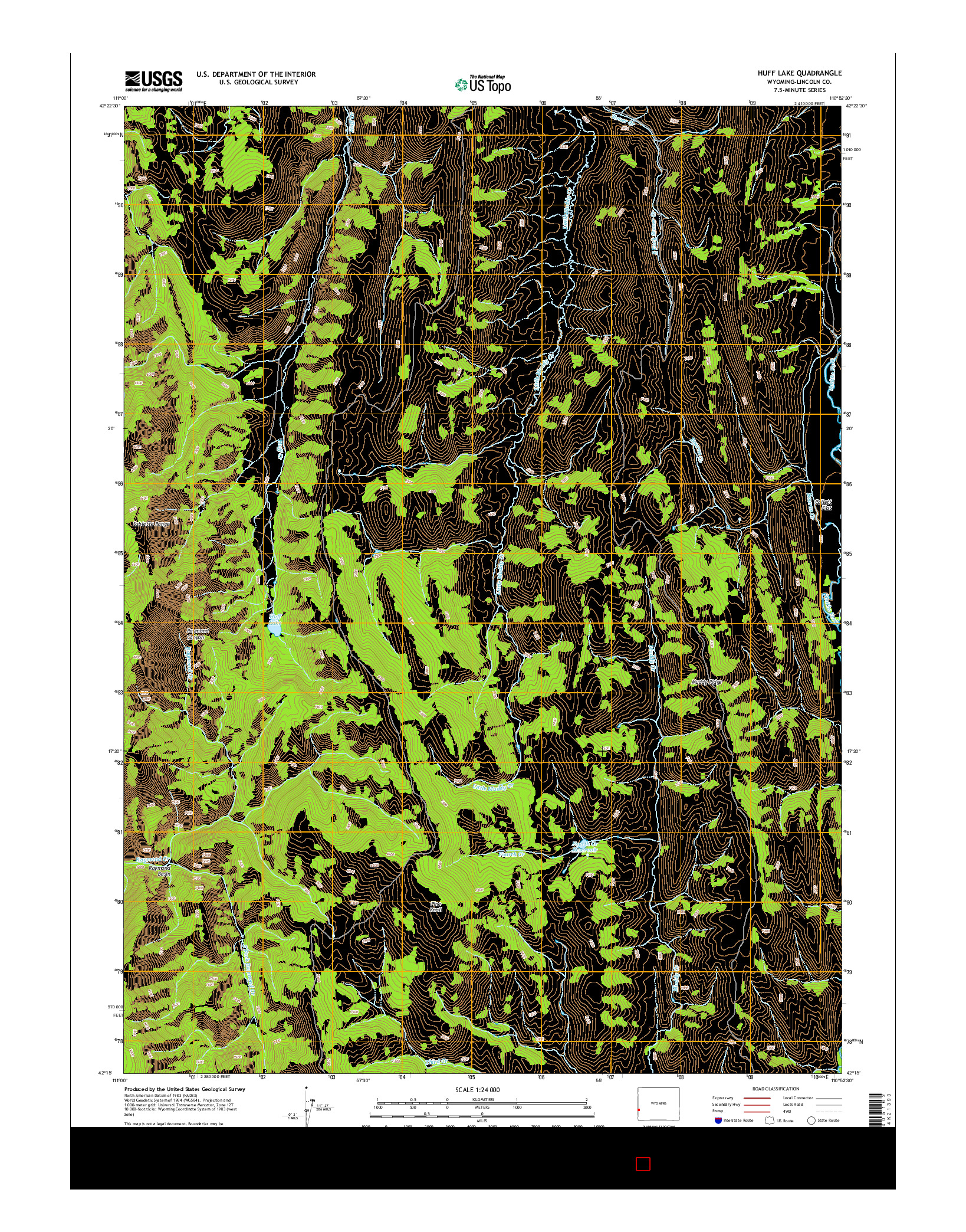 USGS US TOPO 7.5-MINUTE MAP FOR HUFF LAKE, WY 2015