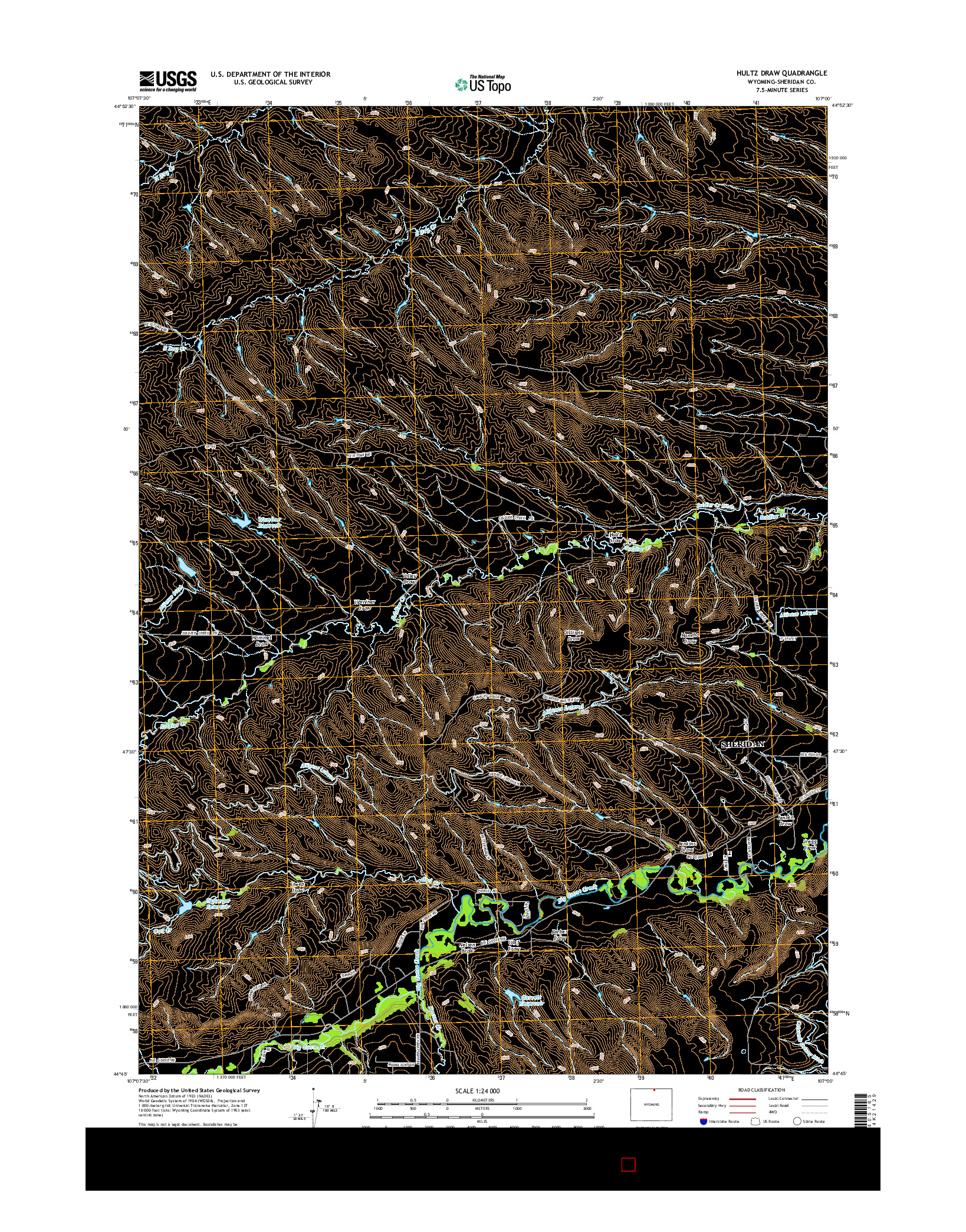 USGS US TOPO 7.5-MINUTE MAP FOR HULTZ DRAW, WY 2015