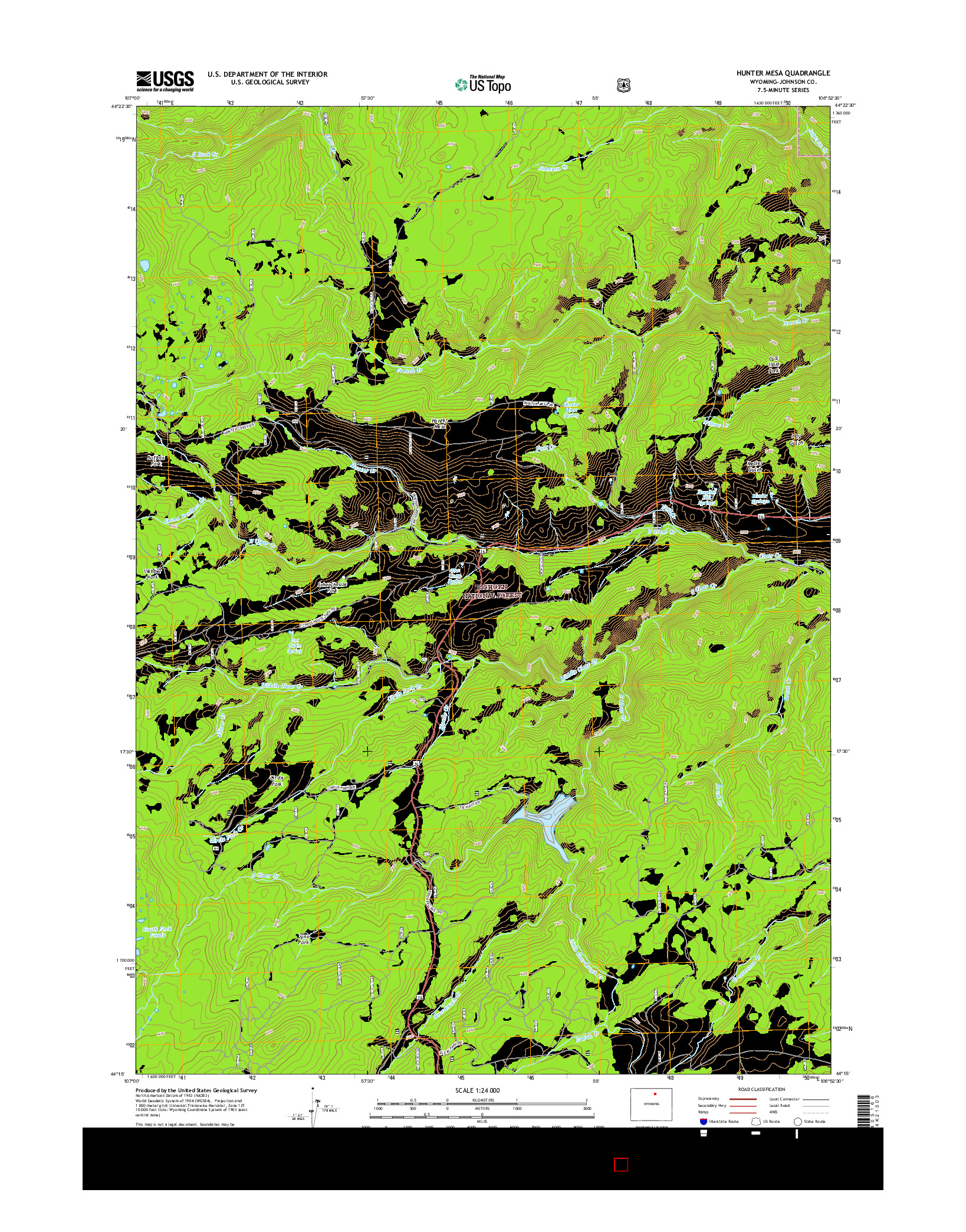 USGS US TOPO 7.5-MINUTE MAP FOR HUNTER MESA, WY 2015