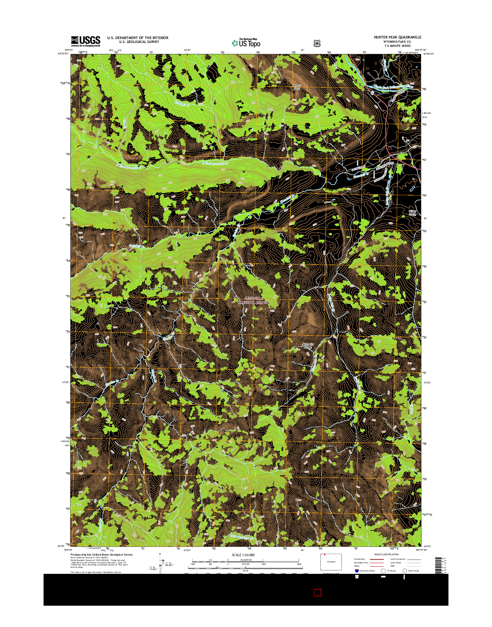 USGS US TOPO 7.5-MINUTE MAP FOR HUNTER PEAK, WY 2015