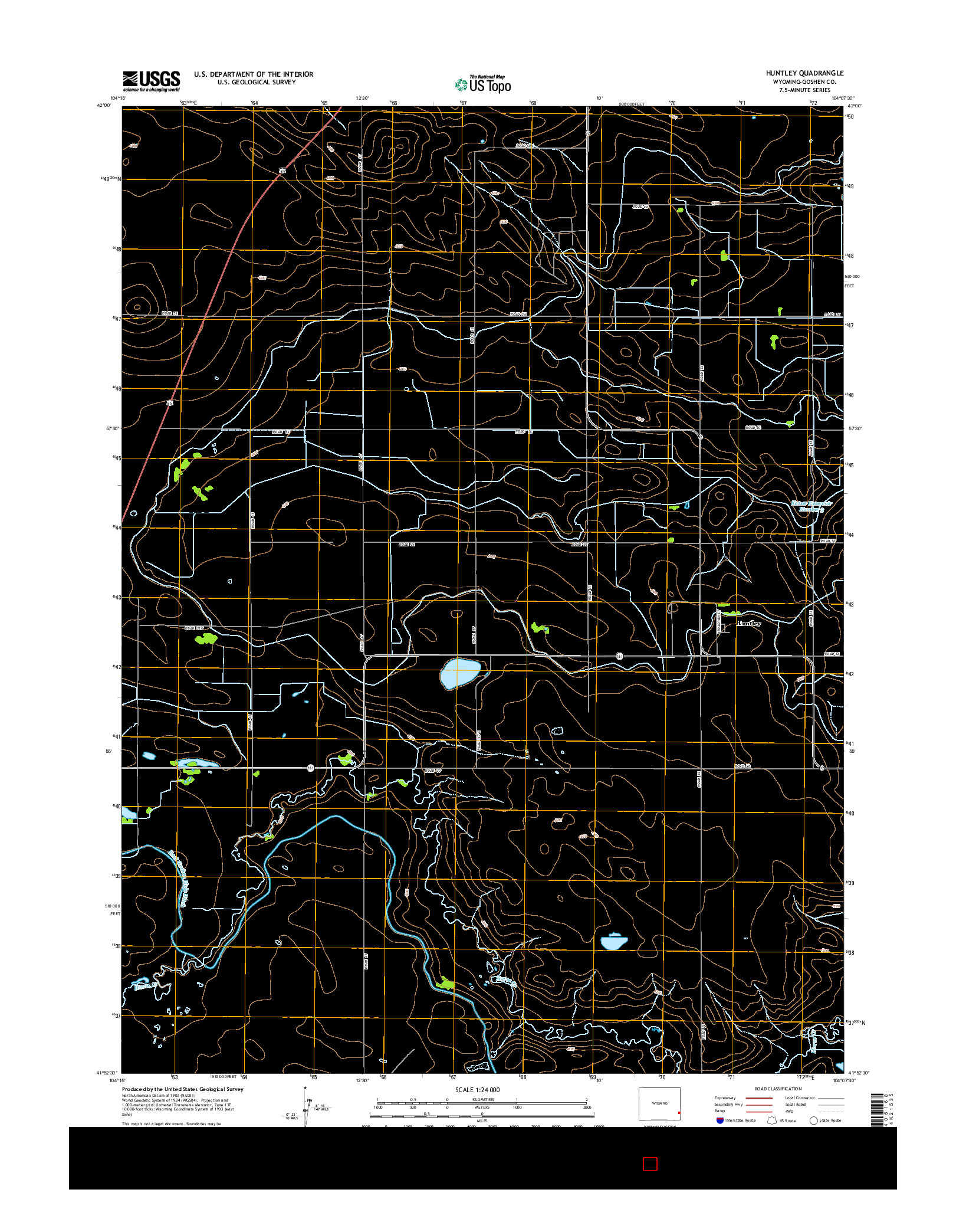 USGS US TOPO 7.5-MINUTE MAP FOR HUNTLEY, WY 2015