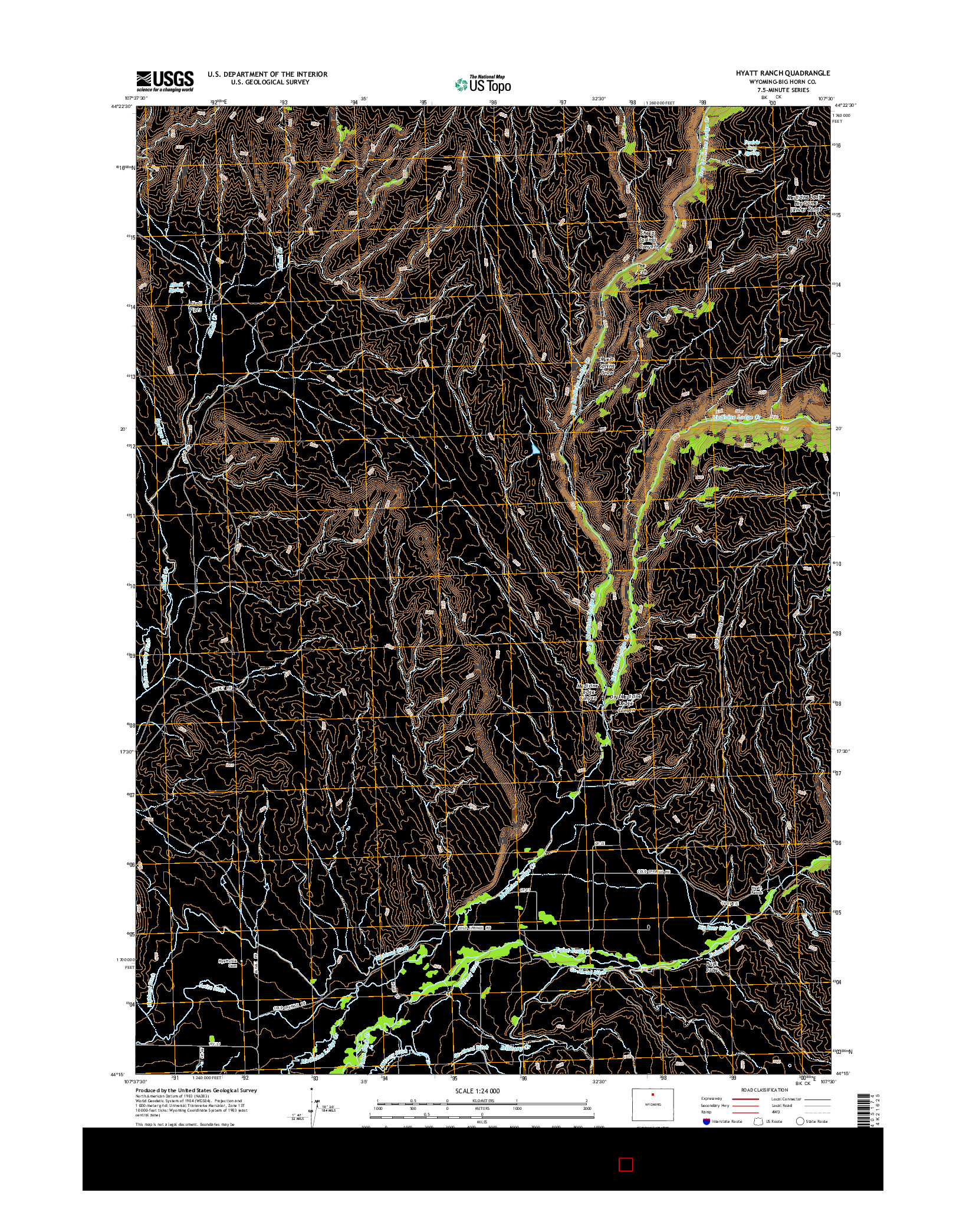 USGS US TOPO 7.5-MINUTE MAP FOR HYATT RANCH, WY 2015