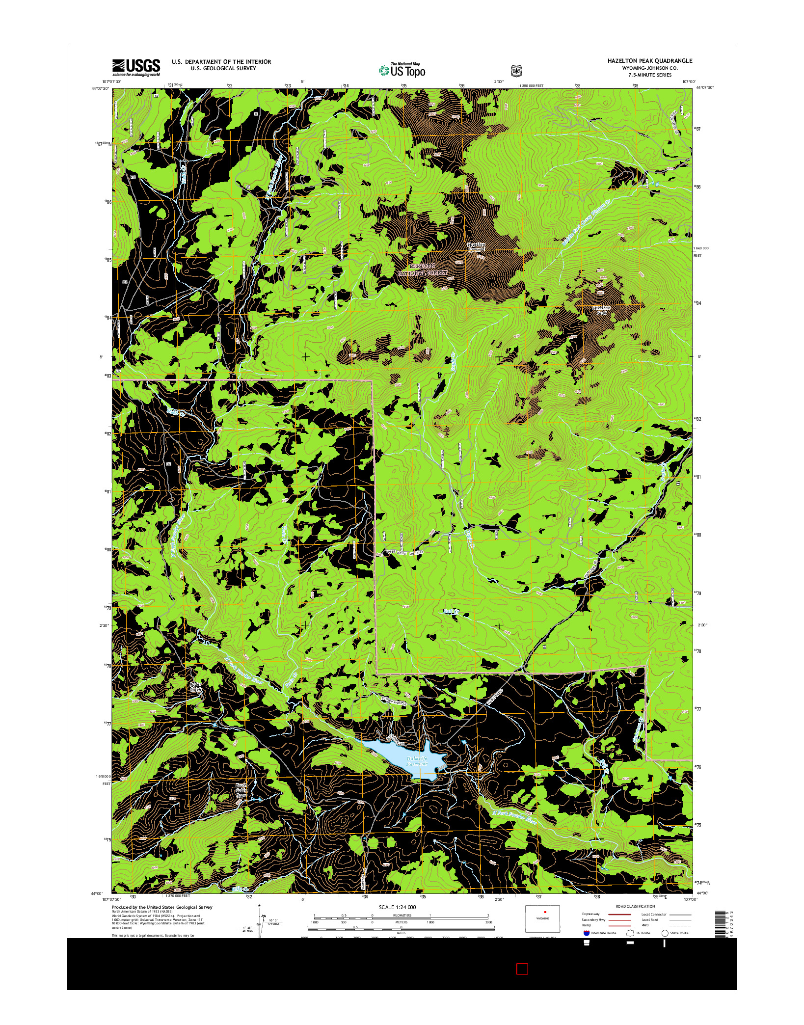 USGS US TOPO 7.5-MINUTE MAP FOR HAZELTON PEAK, WY 2015