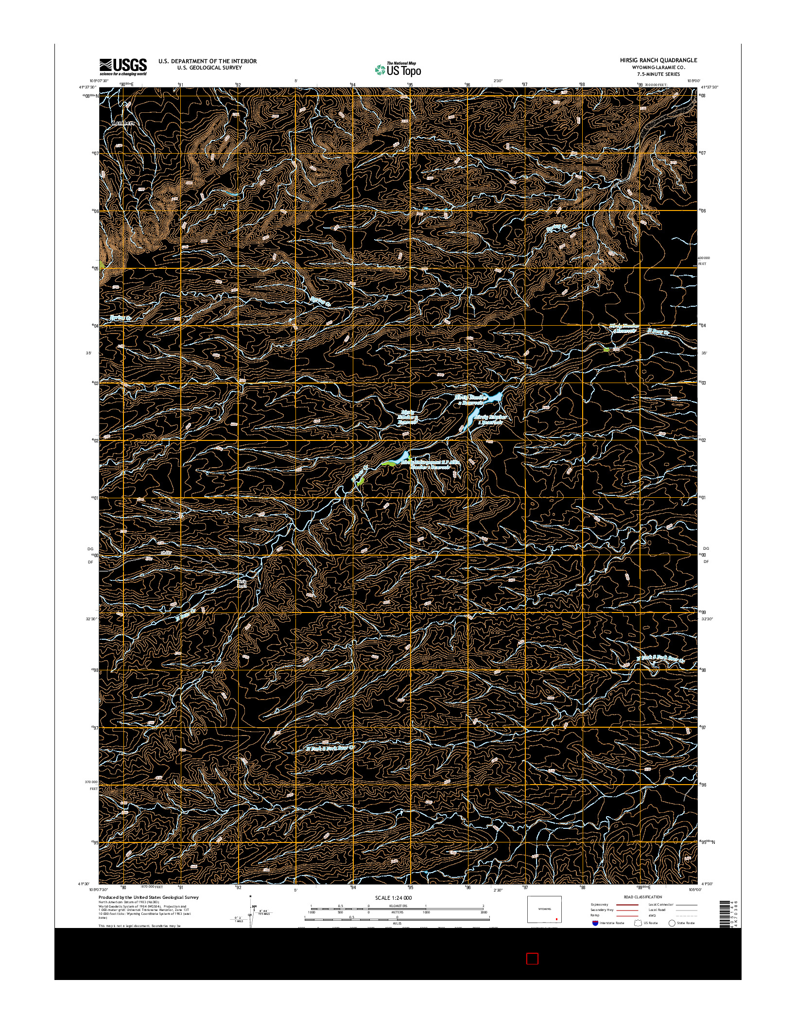 USGS US TOPO 7.5-MINUTE MAP FOR HIRSIG RANCH, WY 2015