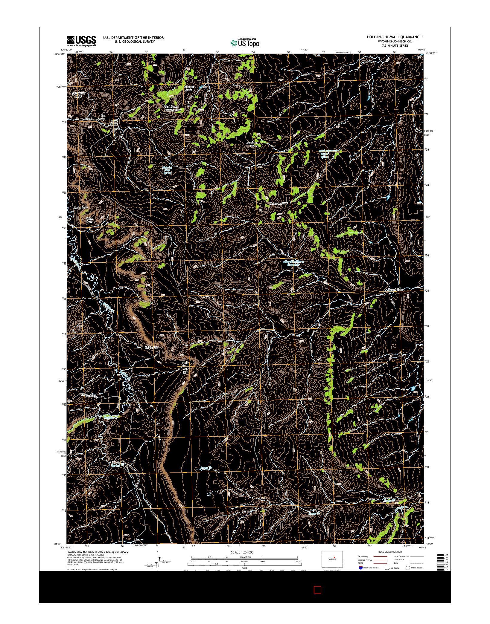 USGS US TOPO 7.5-MINUTE MAP FOR HOLE-IN-THE-WALL, WY 2015