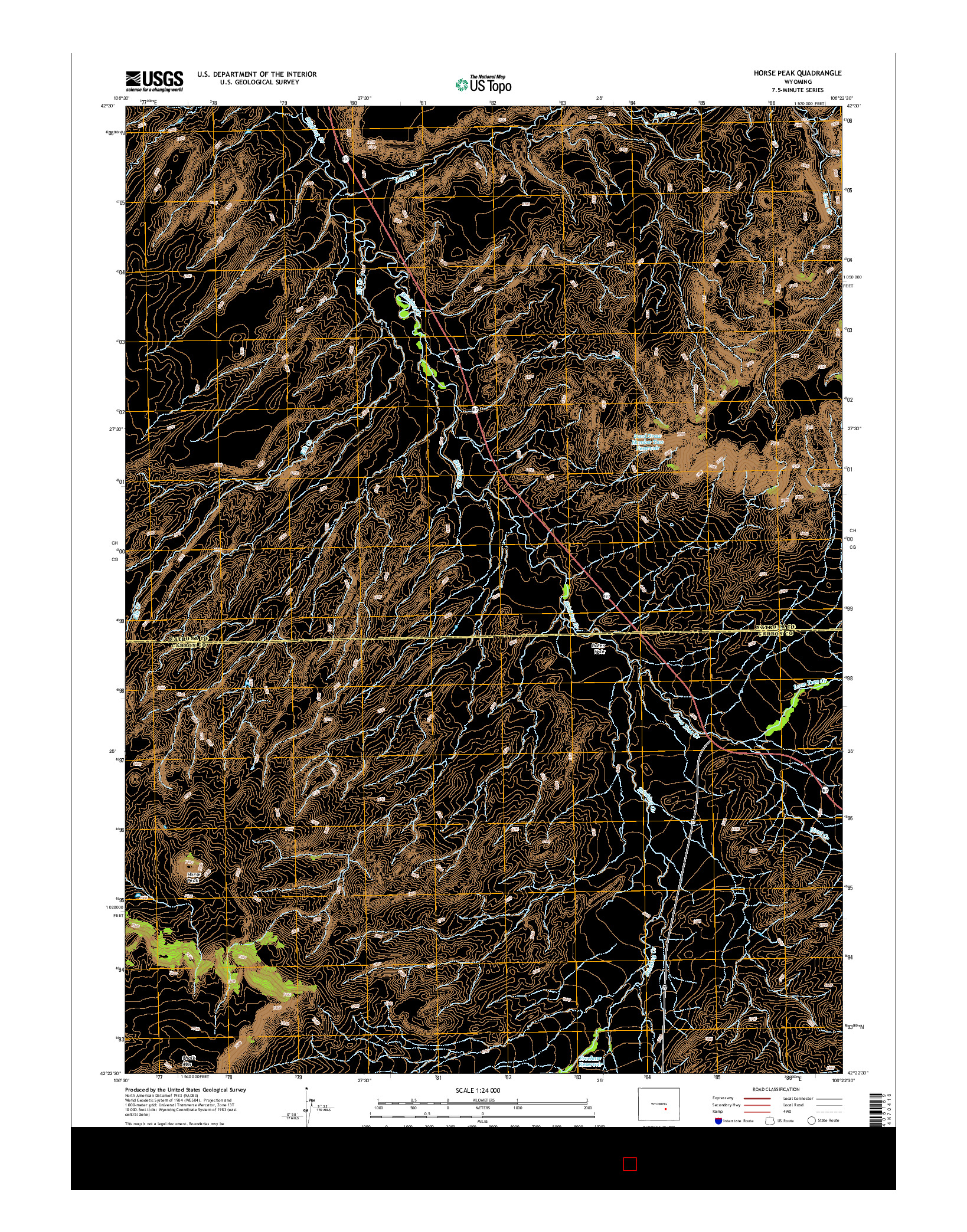 USGS US TOPO 7.5-MINUTE MAP FOR HORSE PEAK, WY 2015