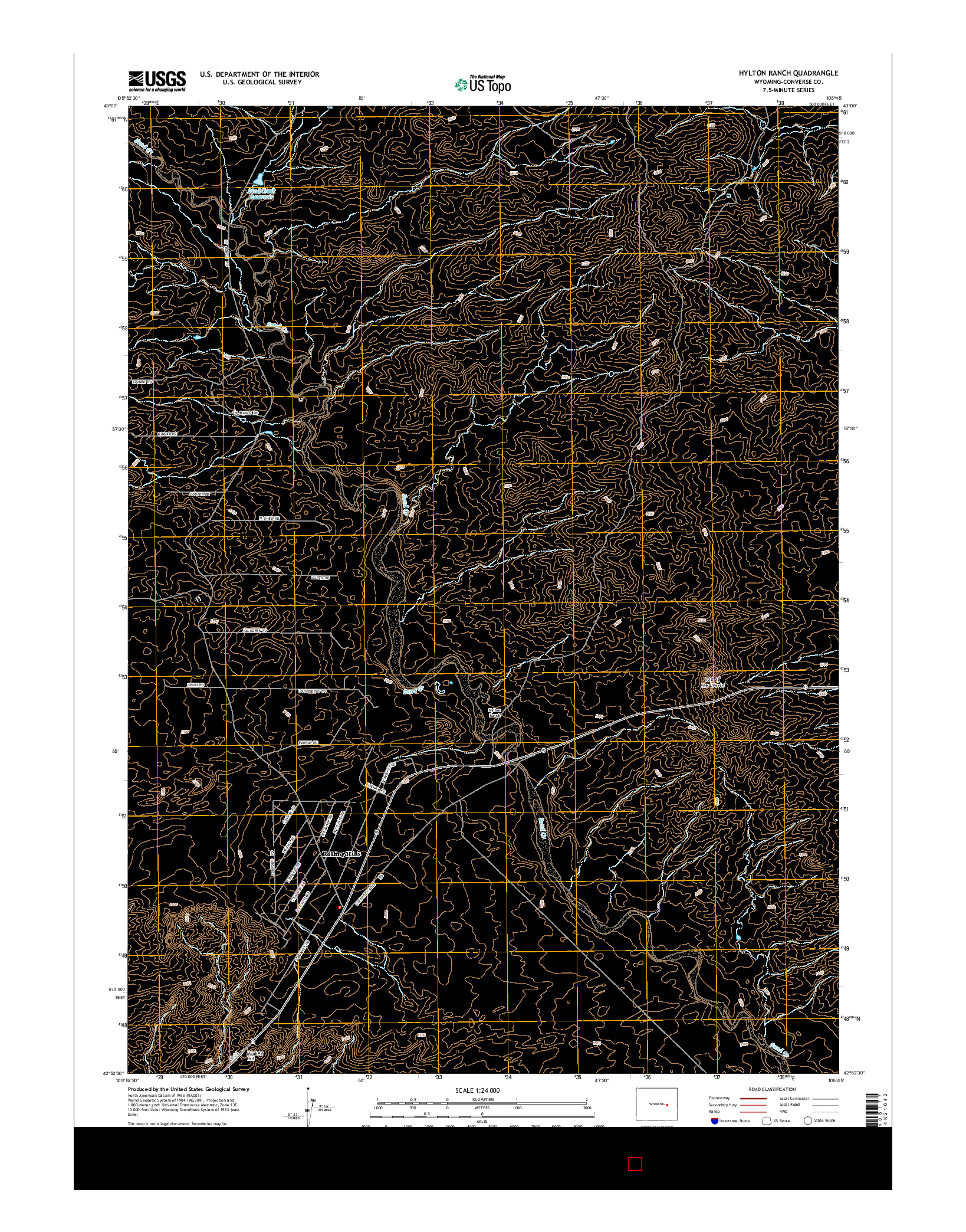 USGS US TOPO 7.5-MINUTE MAP FOR HYLTON RANCH, WY 2015