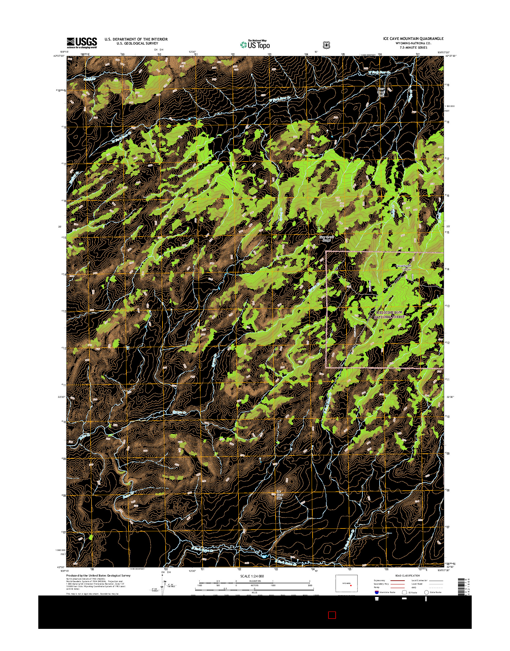 USGS US TOPO 7.5-MINUTE MAP FOR ICE CAVE MOUNTAIN, WY 2015