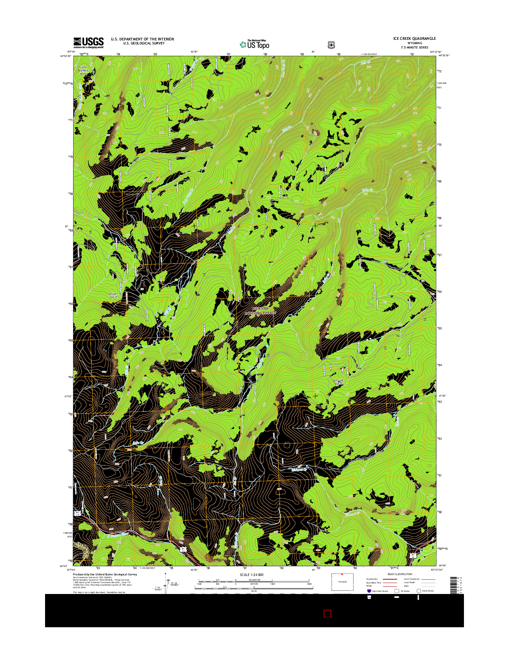 USGS US TOPO 7.5-MINUTE MAP FOR ICE CREEK, WY 2015