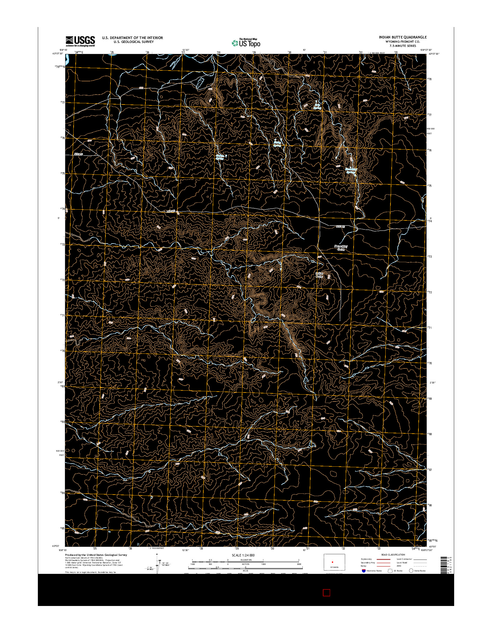 USGS US TOPO 7.5-MINUTE MAP FOR INDIAN BUTTE, WY 2015