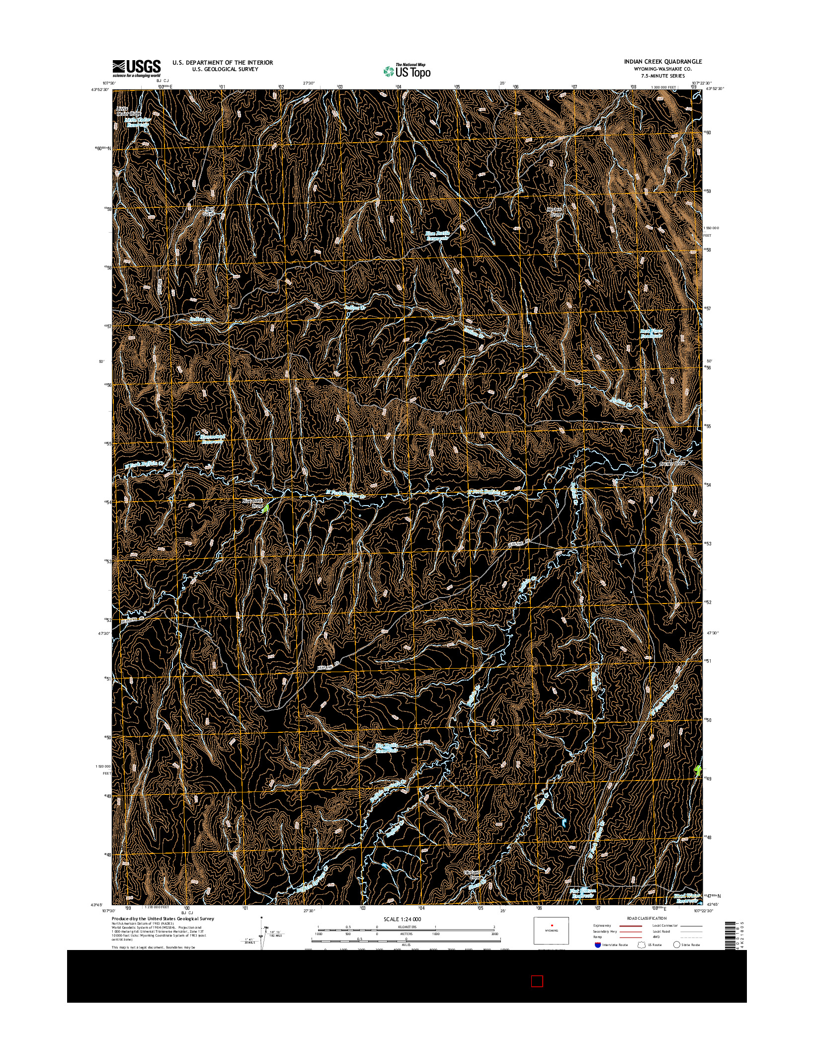 USGS US TOPO 7.5-MINUTE MAP FOR INDIAN CREEK, WY 2015